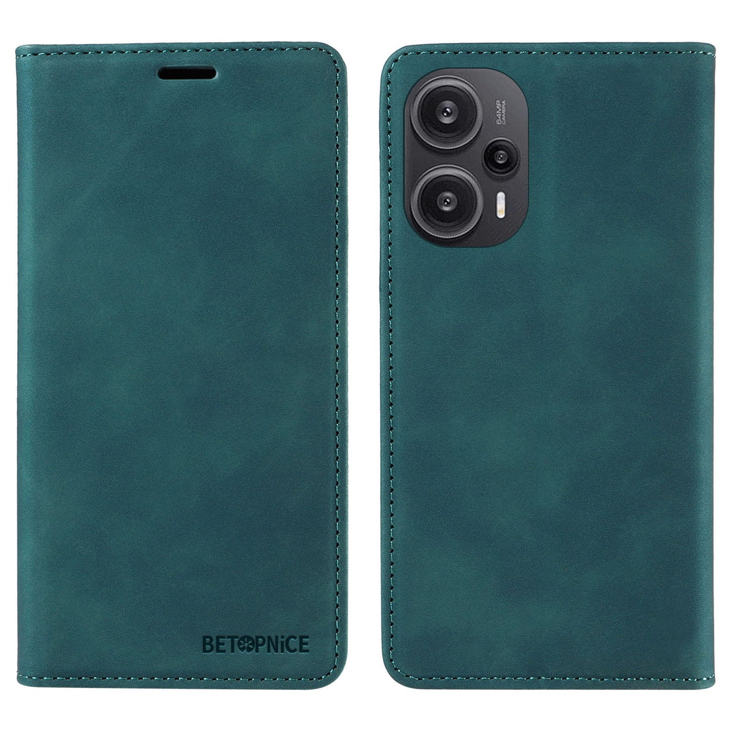 Uniqkart 003 RFID Blocking Shell for Xiaomi Redmi Note 12 Turbo / Poco F5 5G Phone Wallet Case Leather Stand Cover - Green