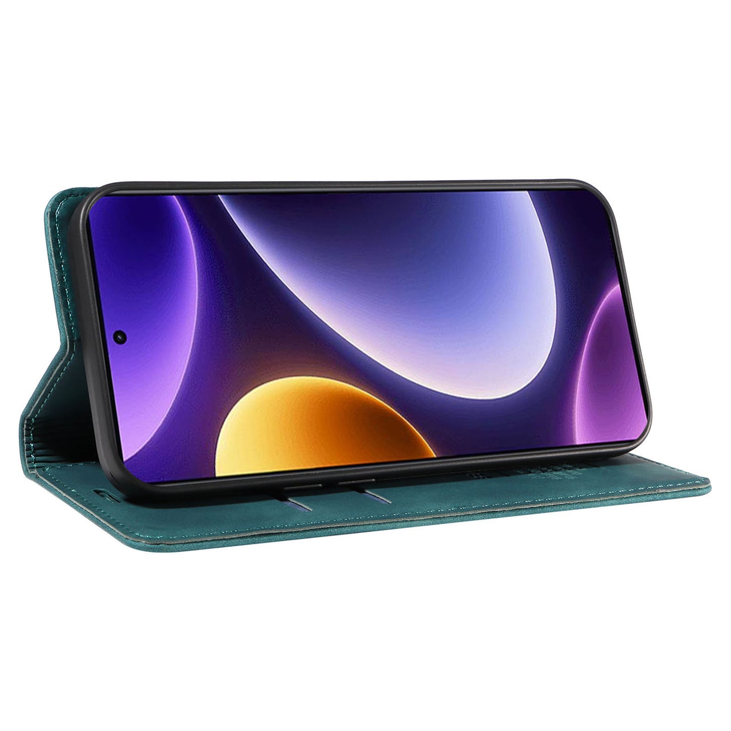 Uniqkart 003 RFID Blocking Shell for Xiaomi Redmi Note 12 Turbo / Poco F5 5G Phone Wallet Case Leather Stand Cover - Green