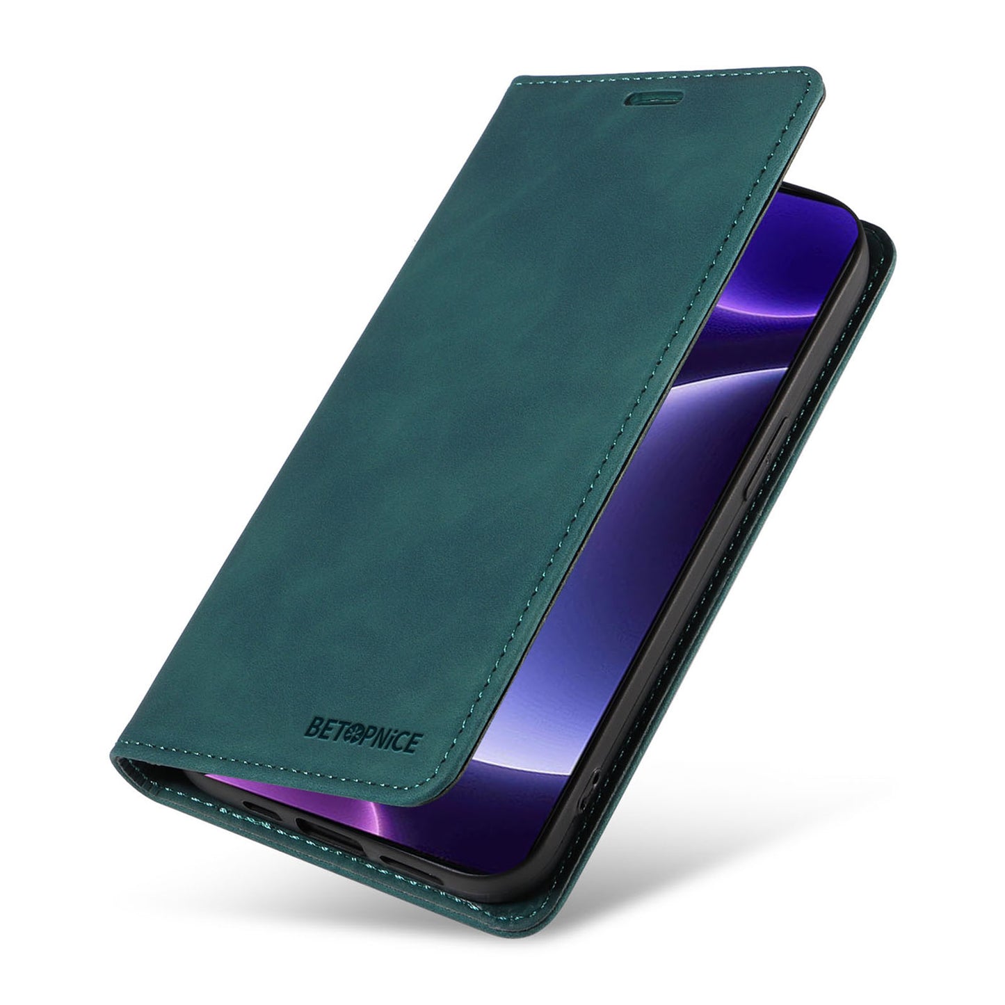 Uniqkart 003 RFID Blocking Shell for Xiaomi Redmi Note 12 Turbo / Poco F5 5G Phone Wallet Case Leather Stand Cover - Green