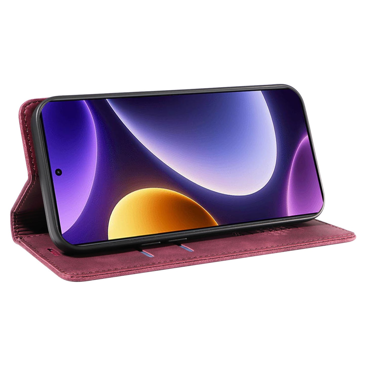 Uniqkart 003 RFID Blocking Shell for Xiaomi Redmi Note 12 Turbo / Poco F5 5G Phone Wallet Case Leather Stand Cover - Red