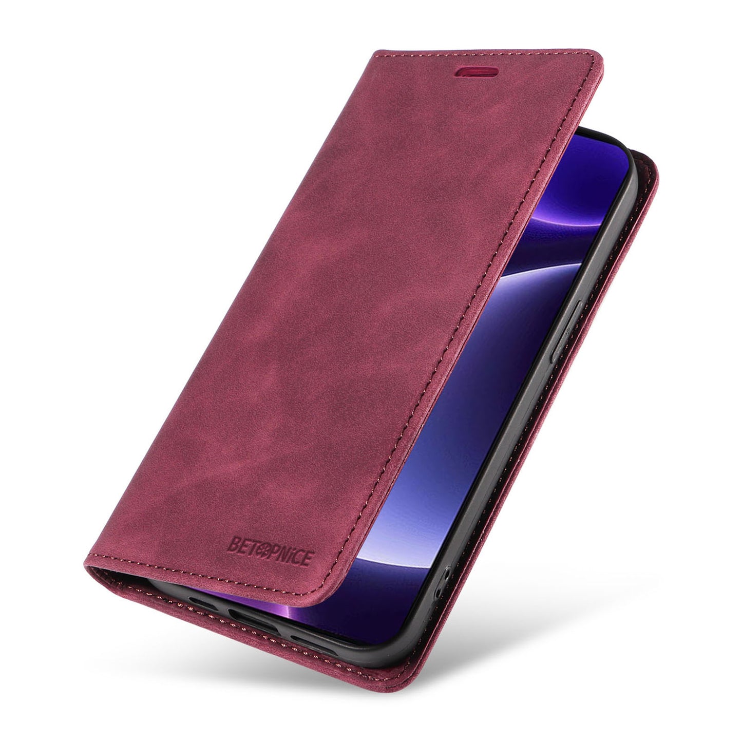 Uniqkart 003 RFID Blocking Shell for Xiaomi Redmi Note 12 Turbo / Poco F5 5G Phone Wallet Case Leather Stand Cover - Red