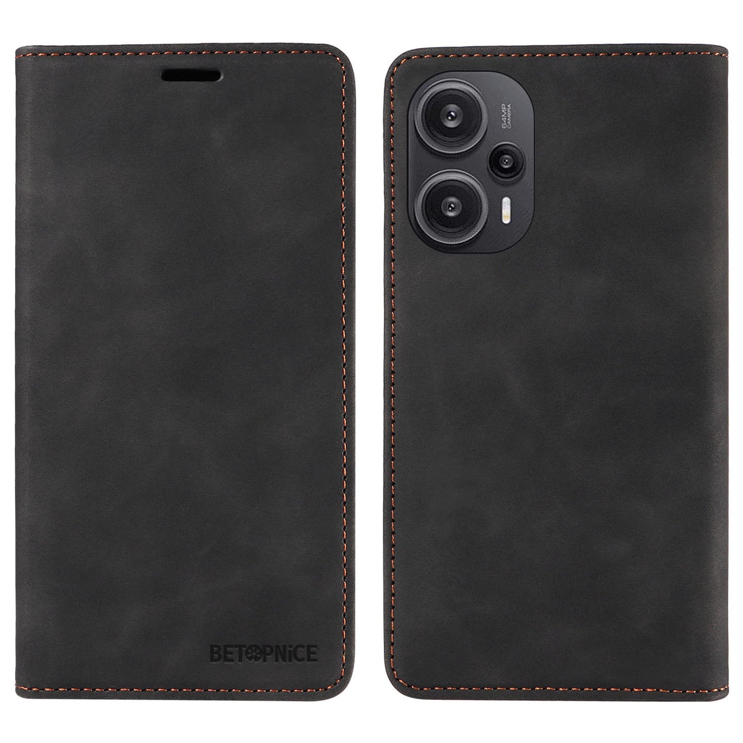 Uniqkart 003 RFID Blocking Shell for Xiaomi Redmi Note 12 Turbo / Poco F5 5G Phone Wallet Case Leather Stand Cover - Black