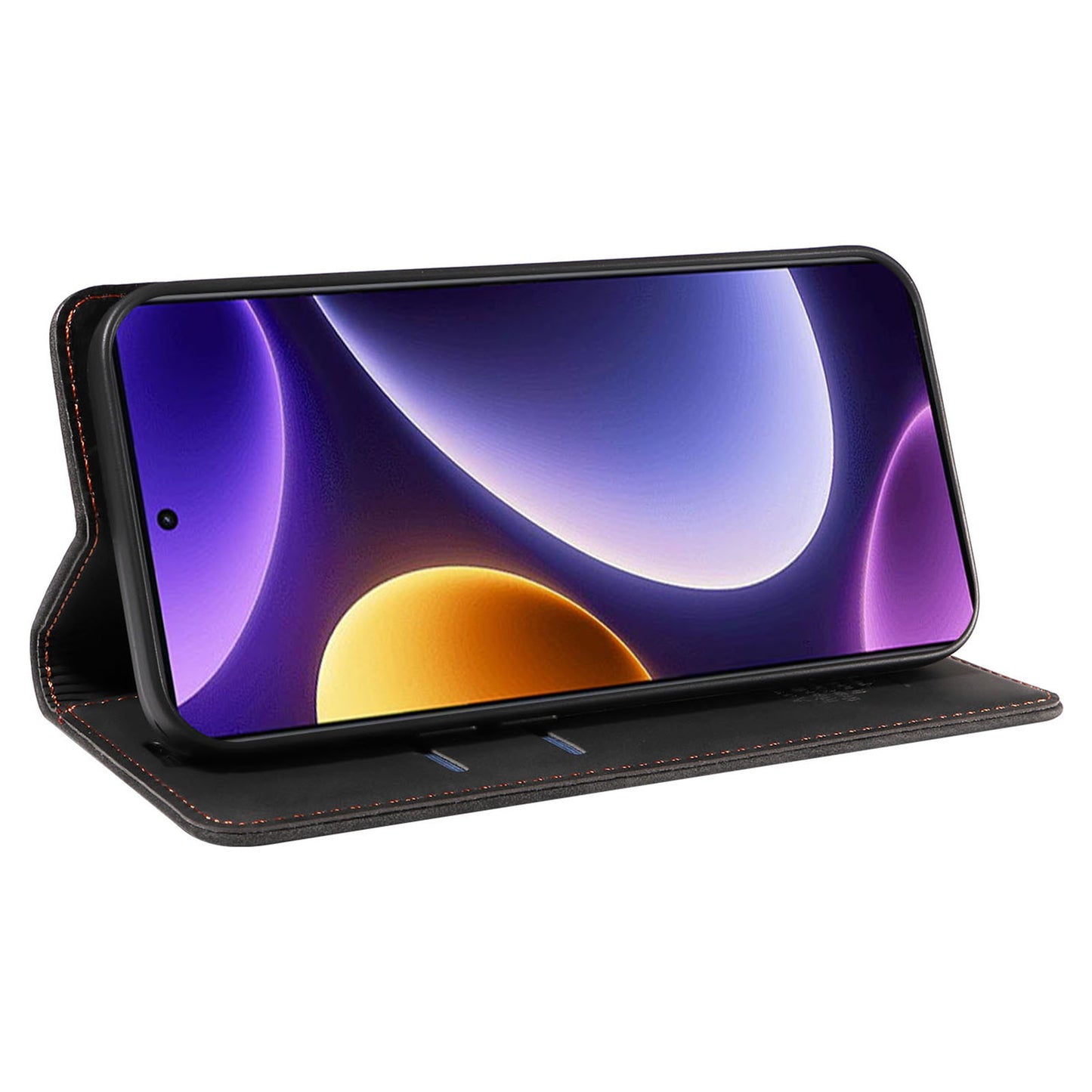Uniqkart 003 RFID Blocking Shell for Xiaomi Redmi Note 12 Turbo / Poco F5 5G Phone Wallet Case Leather Stand Cover - Black