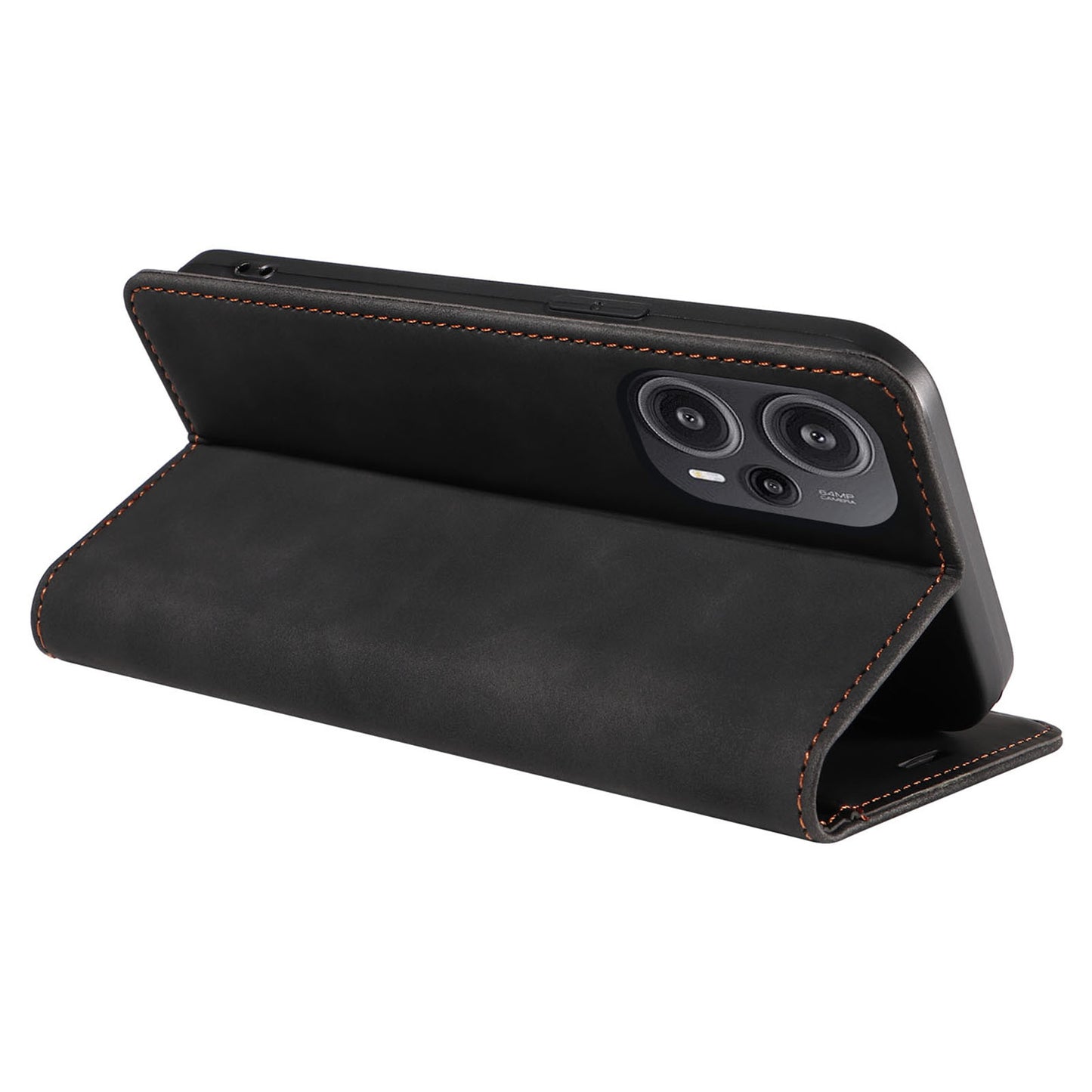 Uniqkart 003 RFID Blocking Shell for Xiaomi Redmi Note 12 Turbo / Poco F5 5G Phone Wallet Case Leather Stand Cover - Black