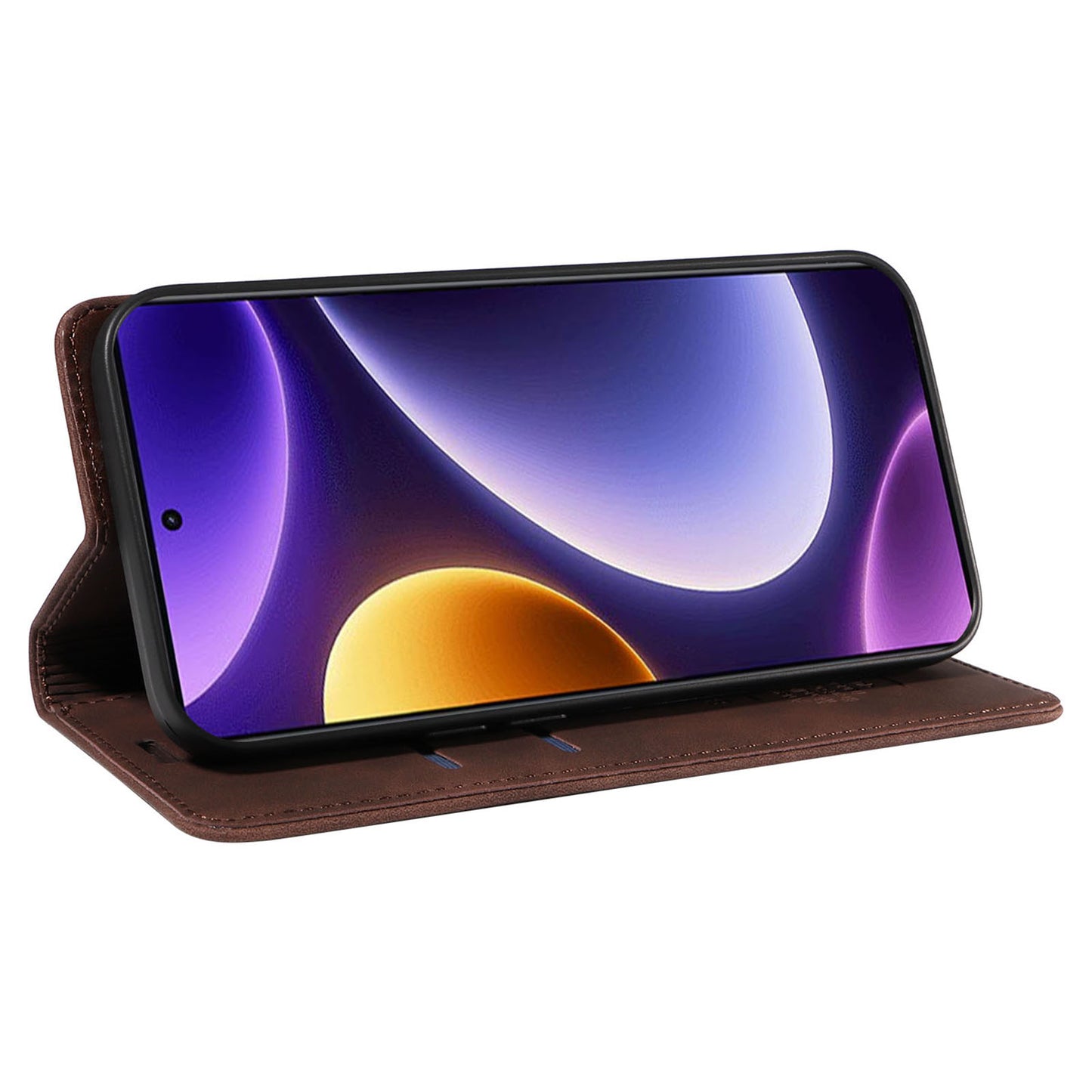 Uniqkart 003 RFID Blocking Shell for Xiaomi Redmi Note 12 Turbo / Poco F5 5G Phone Wallet Case Leather Stand Cover - Brown