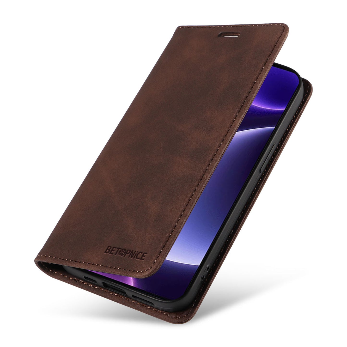 Uniqkart 003 RFID Blocking Shell for Xiaomi Redmi Note 12 Turbo / Poco F5 5G Phone Wallet Case Leather Stand Cover - Brown