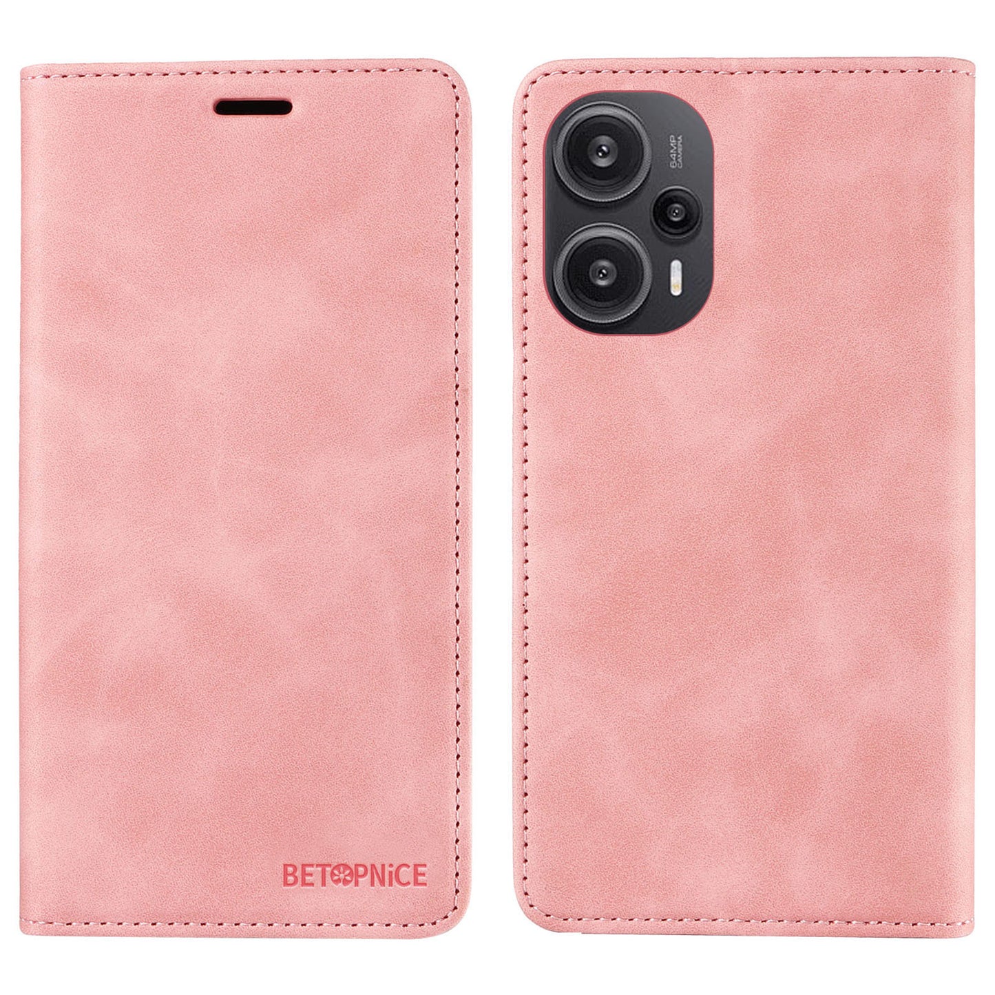 Uniqkart 003 RFID Blocking Shell for Xiaomi Redmi Note 12 Turbo / Poco F5 5G Phone Wallet Case Leather Stand Cover - Pink