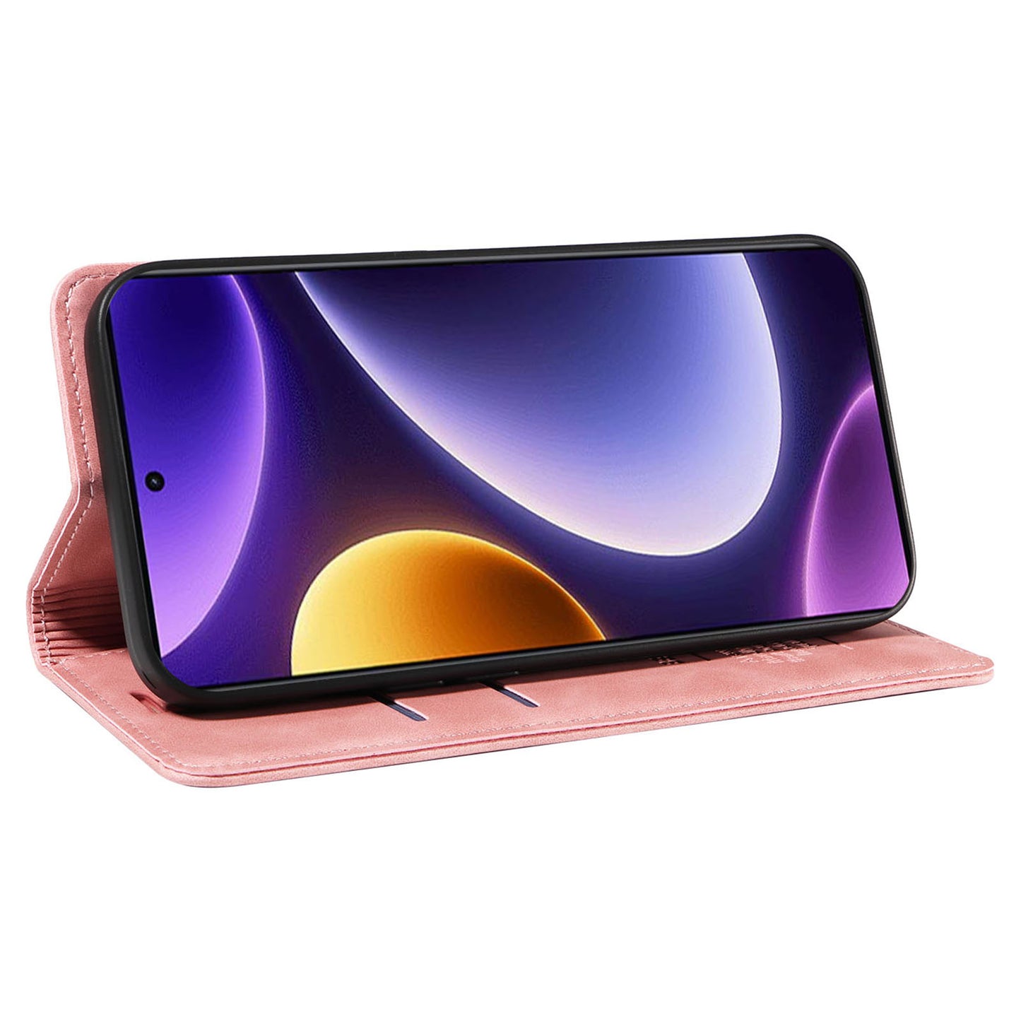 Uniqkart 003 RFID Blocking Shell for Xiaomi Redmi Note 12 Turbo / Poco F5 5G Phone Wallet Case Leather Stand Cover - Pink