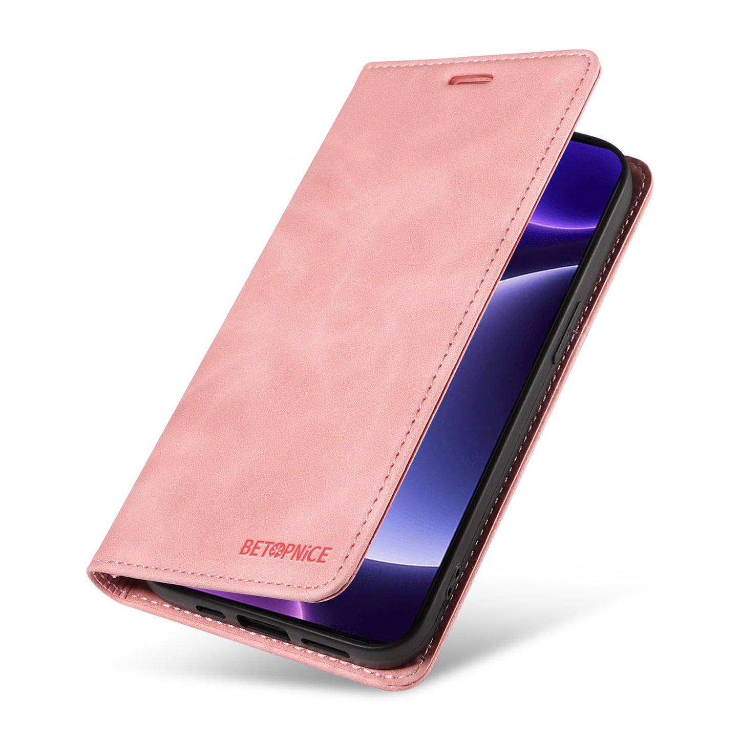 Uniqkart 003 RFID Blocking Shell for Xiaomi Redmi Note 12 Turbo / Poco F5 5G Phone Wallet Case Leather Stand Cover - Pink