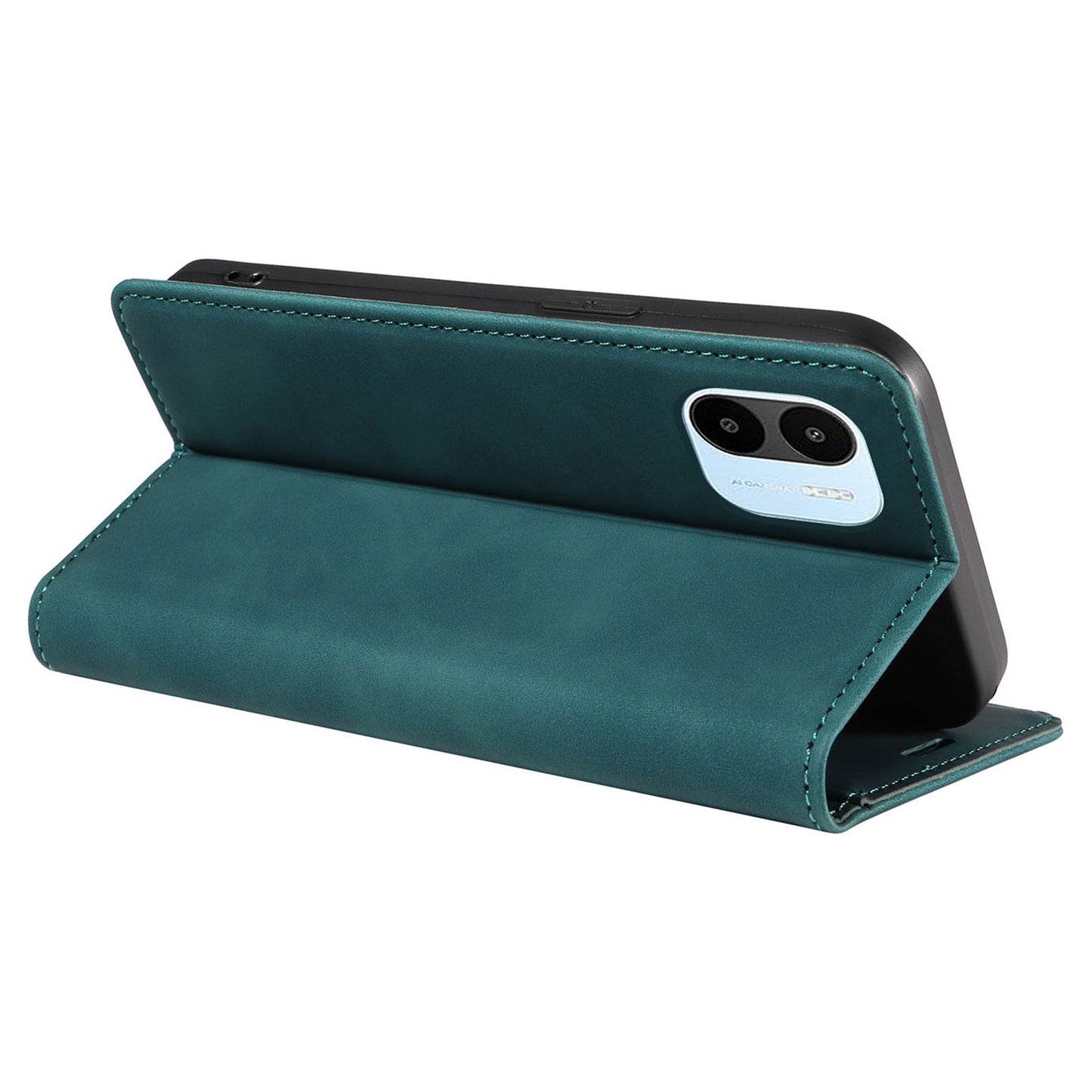 Uniqkart 003 For Xiaomi Redmi A1 4G / A2 4G Wallet Case RFID Blocking Phone Leather Stand Cover - Green