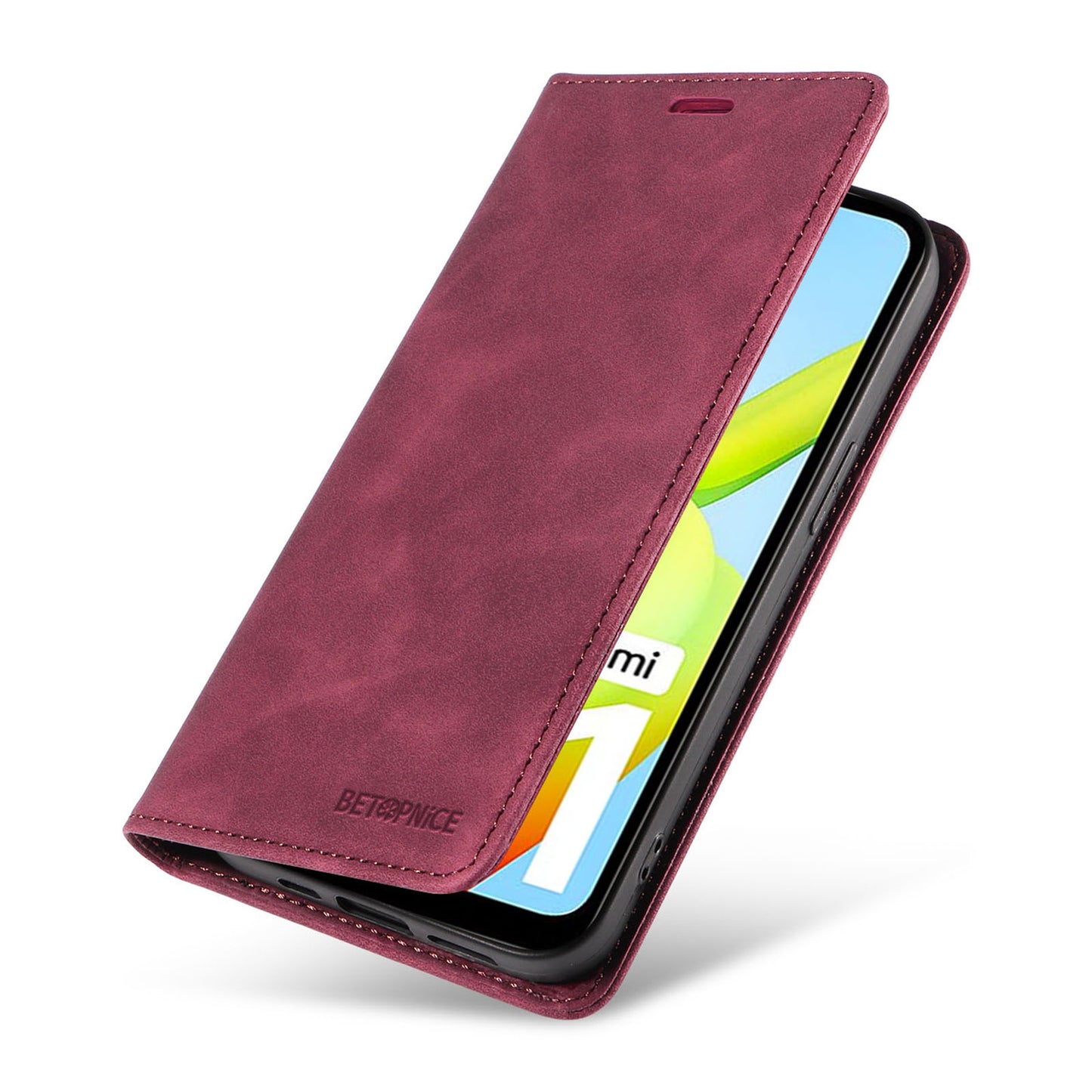 Uniqkart 003 For Xiaomi Redmi A1 4G / A2 4G Wallet Case RFID Blocking Phone Leather Stand Cover - Red