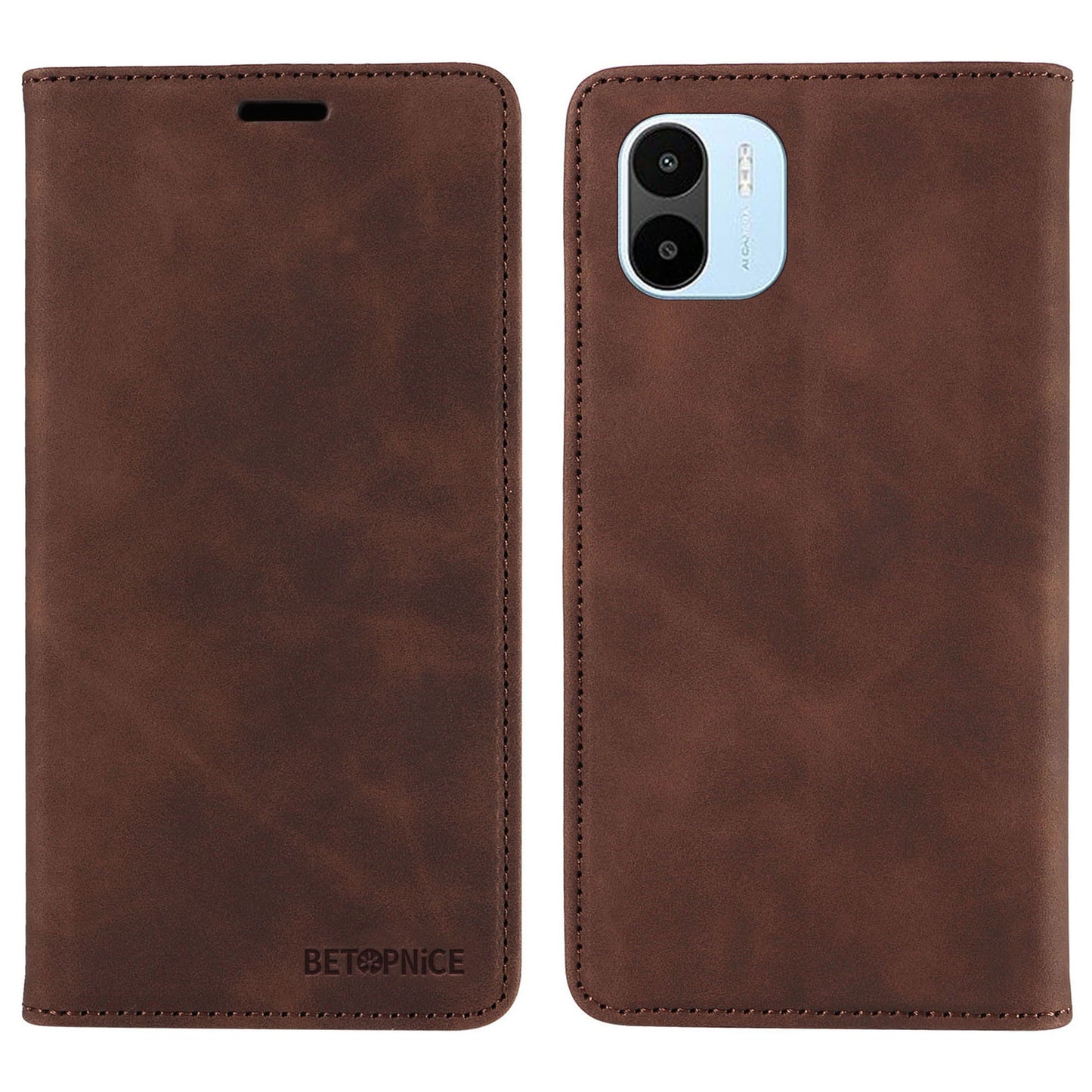 Uniqkart 003 For Xiaomi Redmi A1 4G / A2 4G Wallet Case RFID Blocking Phone Leather Stand Cover - Brown