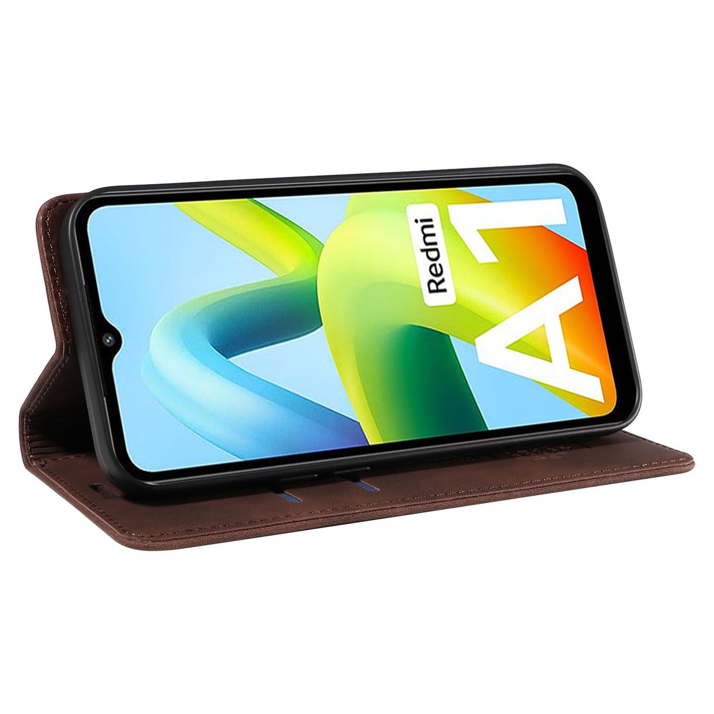 Uniqkart 003 For Xiaomi Redmi A1 4G / A2 4G Wallet Case RFID Blocking Phone Leather Stand Cover - Brown