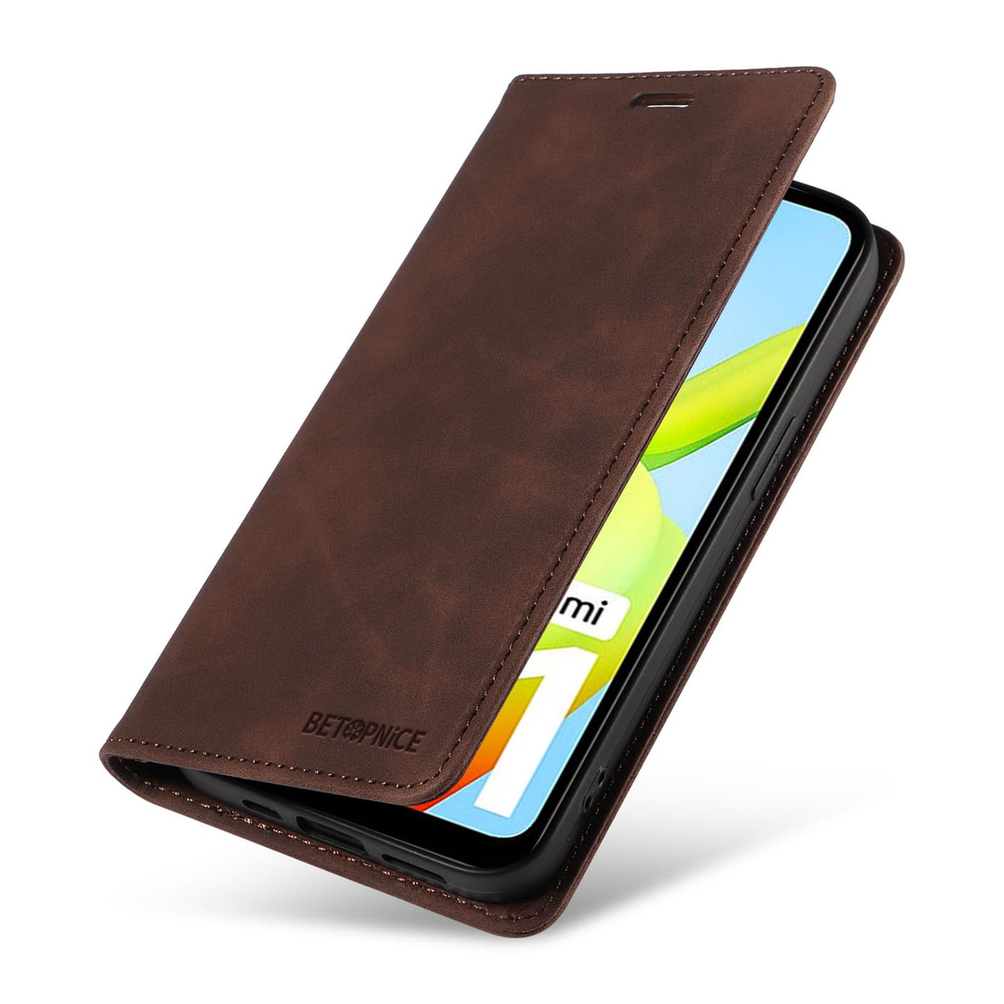 Uniqkart 003 For Xiaomi Redmi A1 4G / A2 4G Wallet Case RFID Blocking Phone Leather Stand Cover - Brown