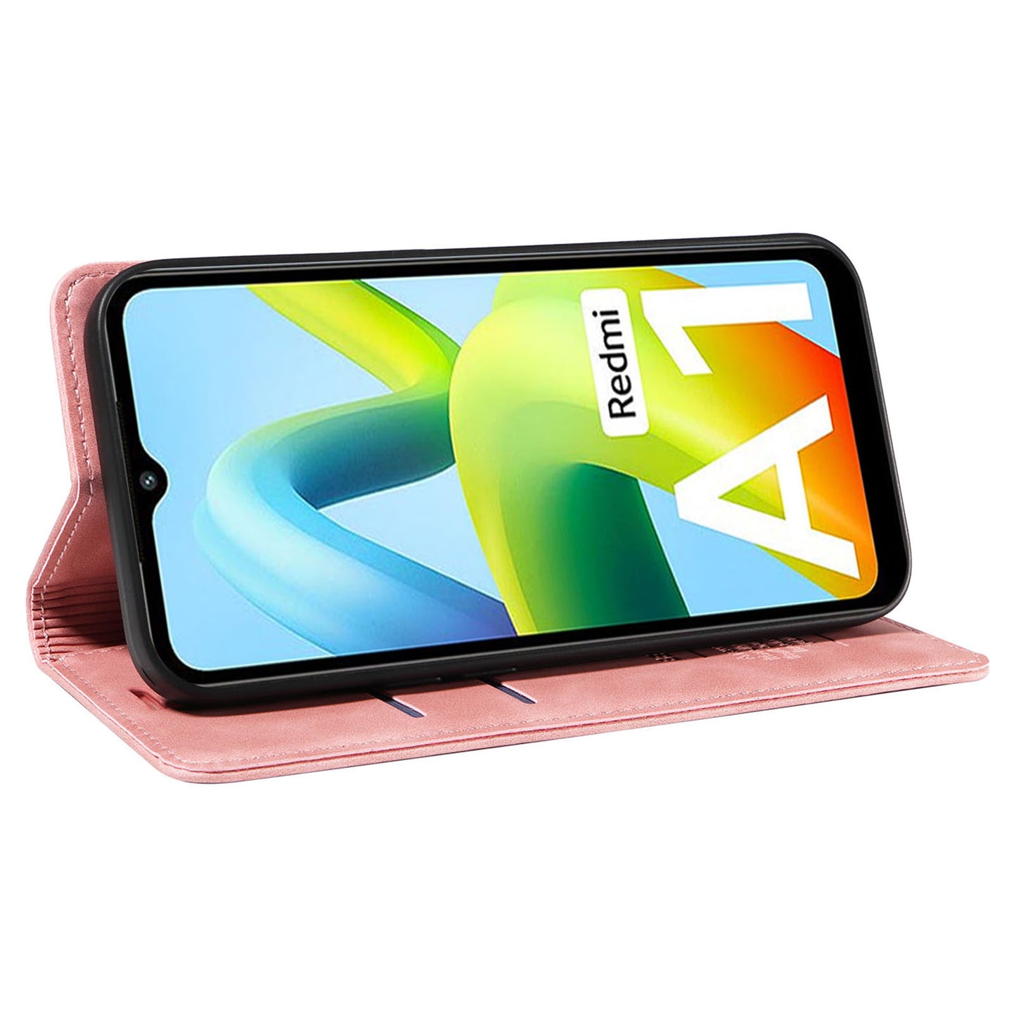 Uniqkart 003 For Xiaomi Redmi A1 4G / A2 4G Wallet Case RFID Blocking Phone Leather Stand Cover - Pink