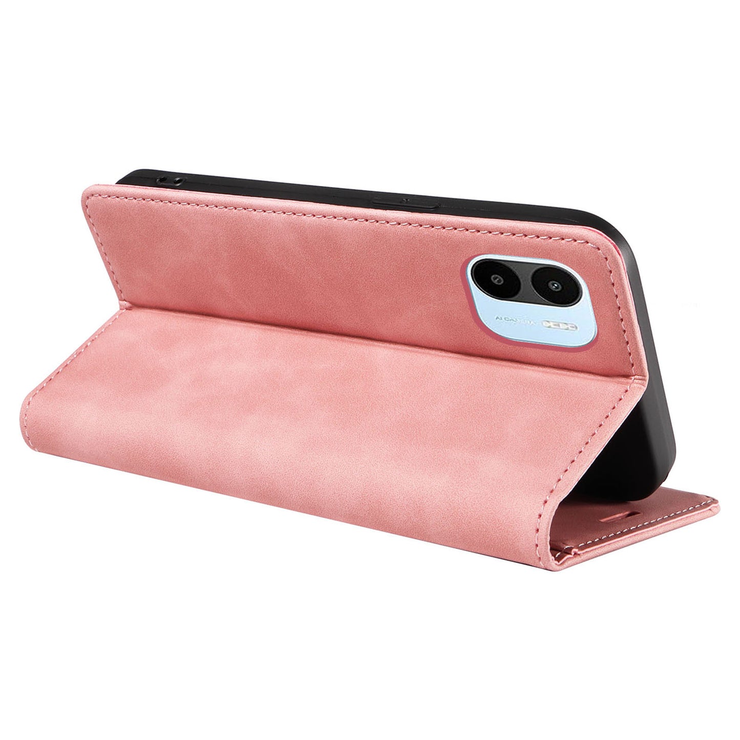 Uniqkart 003 For Xiaomi Redmi A1 4G / A2 4G Wallet Case RFID Blocking Phone Leather Stand Cover - Pink