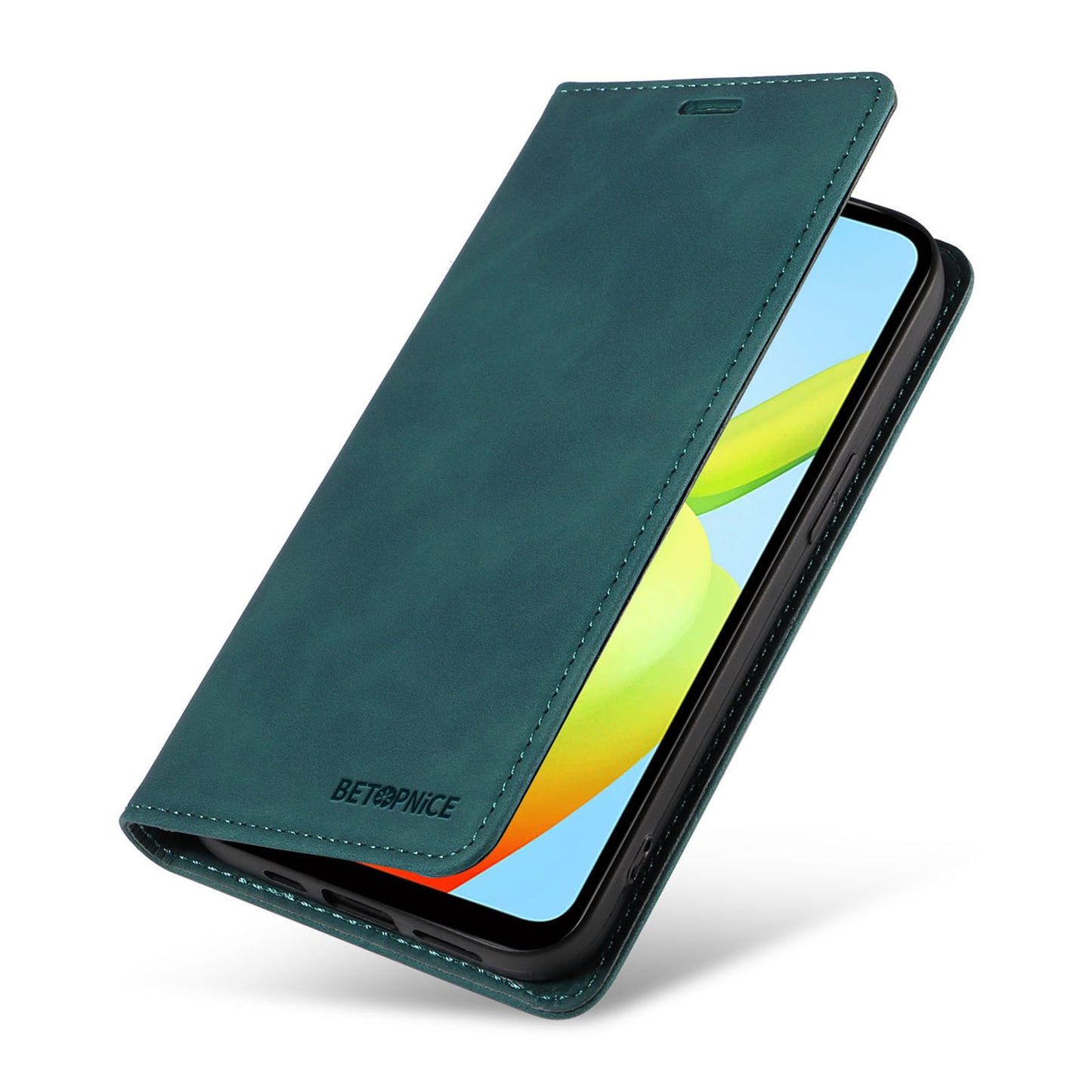 for Xiaomi Redmi A1+ 4G / A2+ 4G / Poco C50 4G / Poco C51 4G RFID Blocking Phone Wallet Leather Stand Case (with Fingerprint Hole) - Green