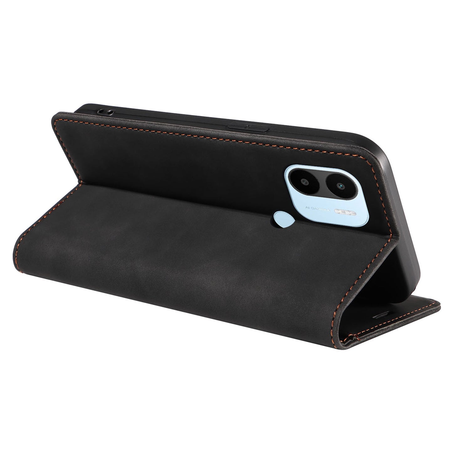 for Xiaomi Redmi A1+ 4G / A2+ 4G / Poco C50 4G / Poco C51 4G RFID Blocking Phone Wallet Leather Stand Case (with Fingerprint Hole) - Black