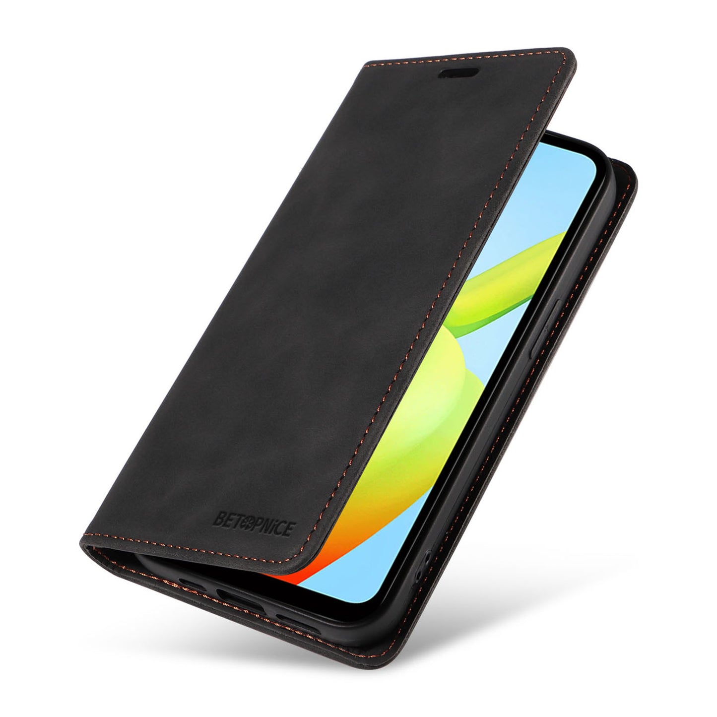 for Xiaomi Redmi A1+ 4G / A2+ 4G / Poco C50 4G / Poco C51 4G RFID Blocking Phone Wallet Leather Stand Case (with Fingerprint Hole) - Black
