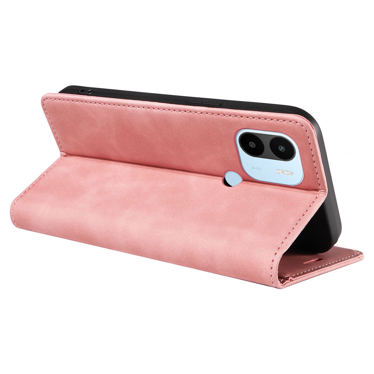 for Xiaomi Redmi A1+ 4G / A2+ 4G / Poco C50 4G / Poco C51 4G RFID Blocking Phone Wallet Leather Stand Case (with Fingerprint Hole) - Pink