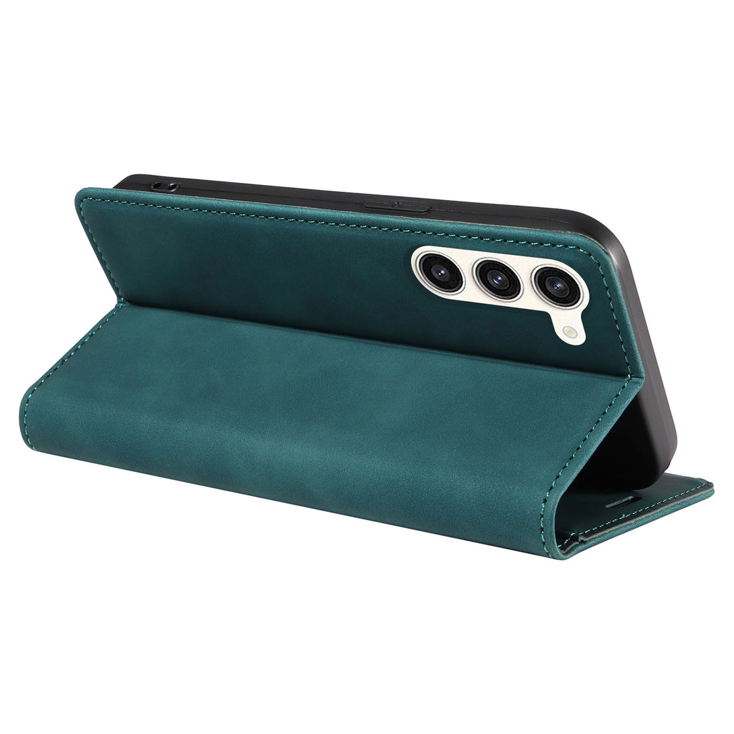 Uniqkart 003 Phone Cover for Samsung Galaxy S23 RFID Blocking Wallet Leather Stand Shockproof Case - Green