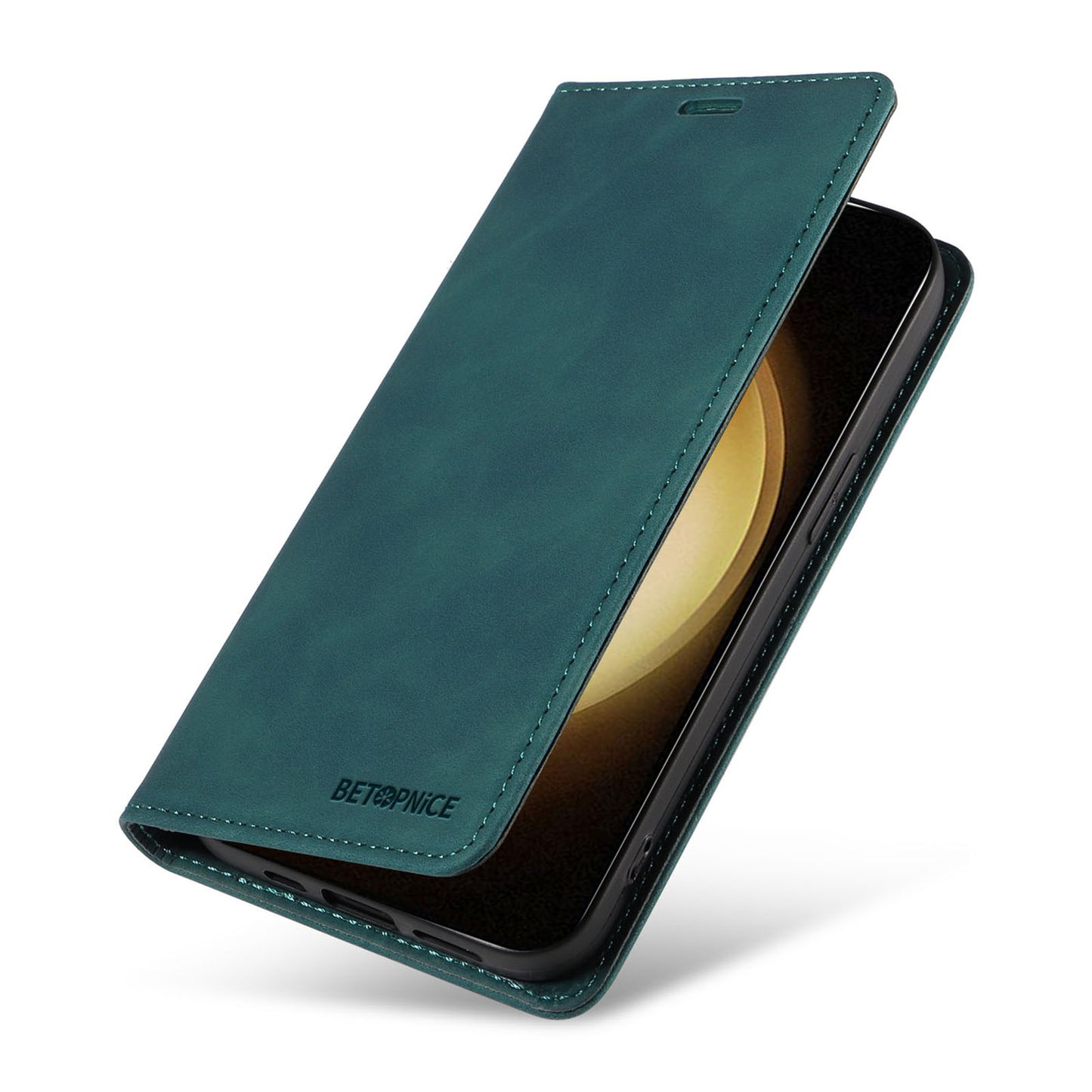 Uniqkart 003 Phone Cover for Samsung Galaxy S23 RFID Blocking Wallet Leather Stand Shockproof Case - Green