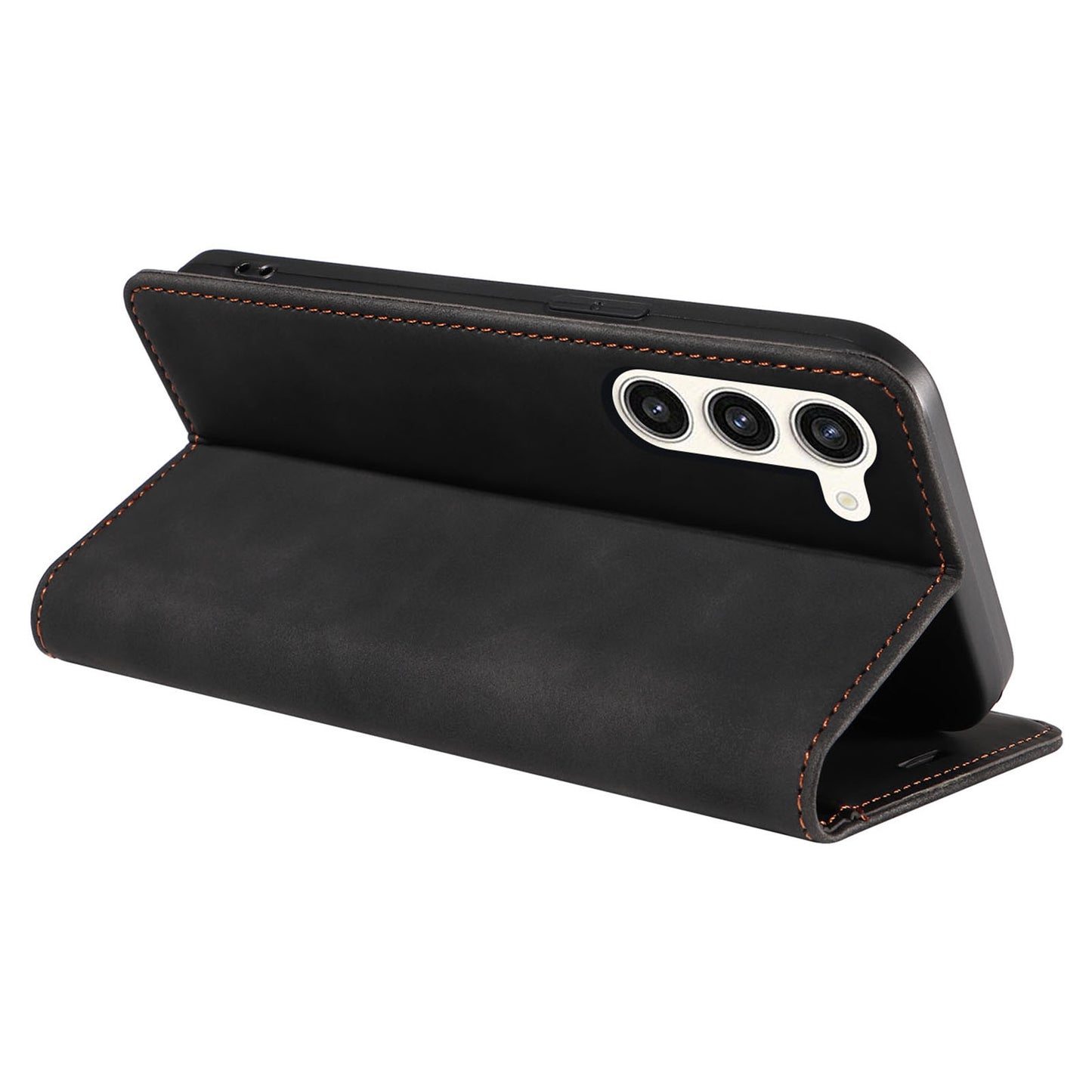 Uniqkart 003 Phone Cover for Samsung Galaxy S23 RFID Blocking Wallet Leather Stand Shockproof Case - Black