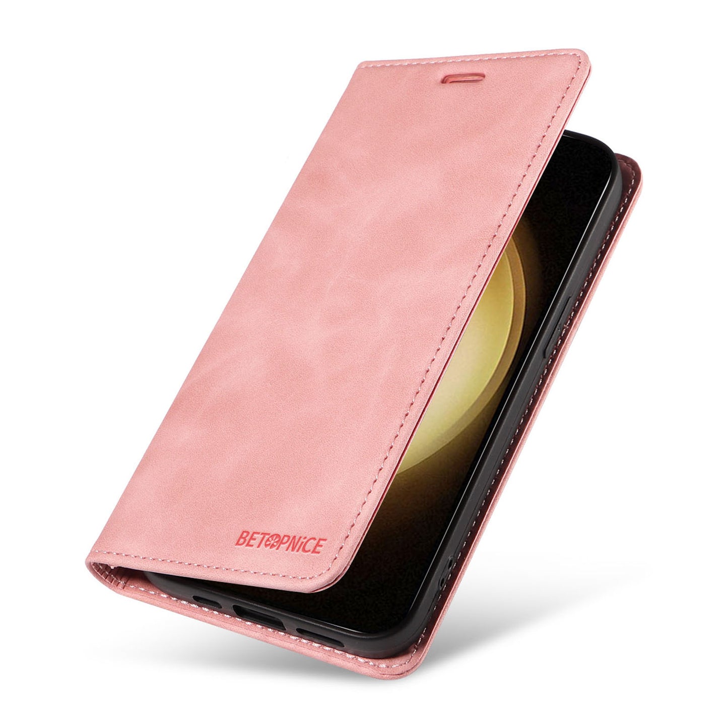 Uniqkart 003 Phone Cover for Samsung Galaxy S23 RFID Blocking Wallet Leather Stand Shockproof Case - Pink