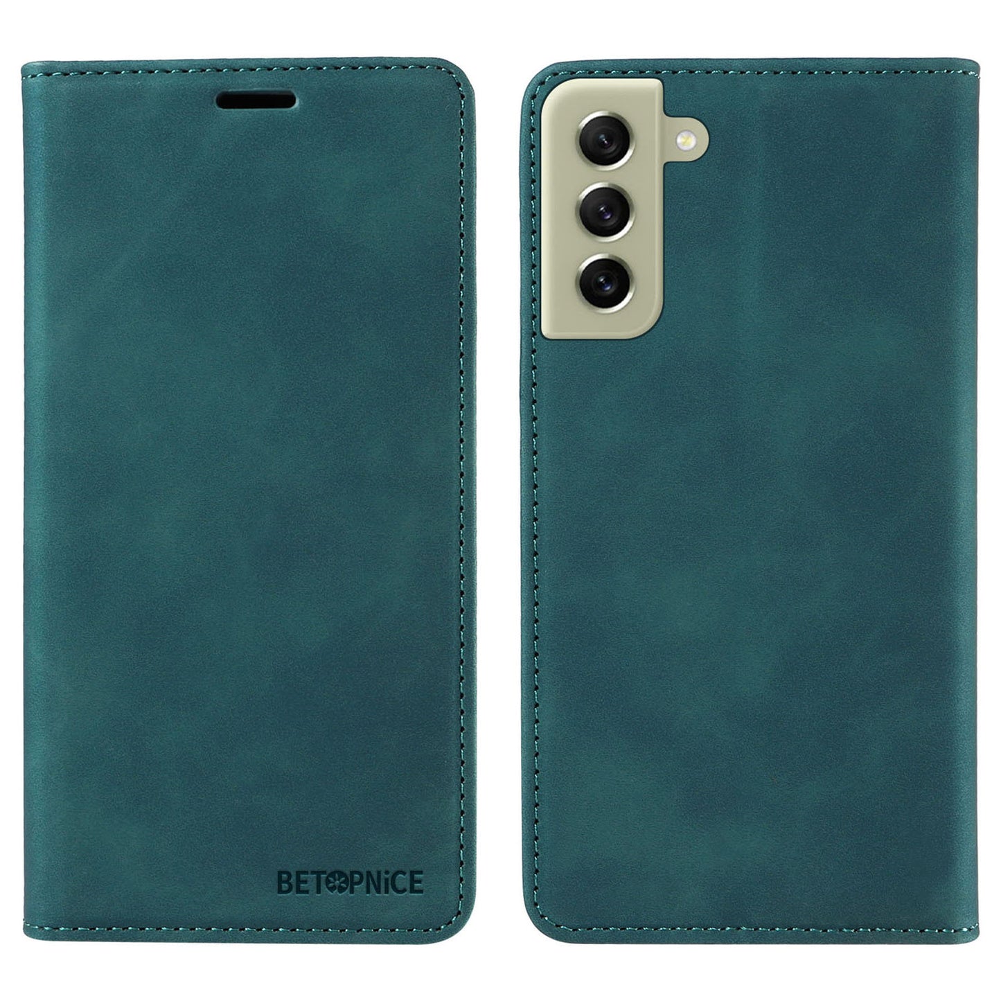 Uniqkart 003 For Samsung Galaxy S22+ 5G Anti-collision RFID Blocking Phone Wallet Leather Stand Case - Green