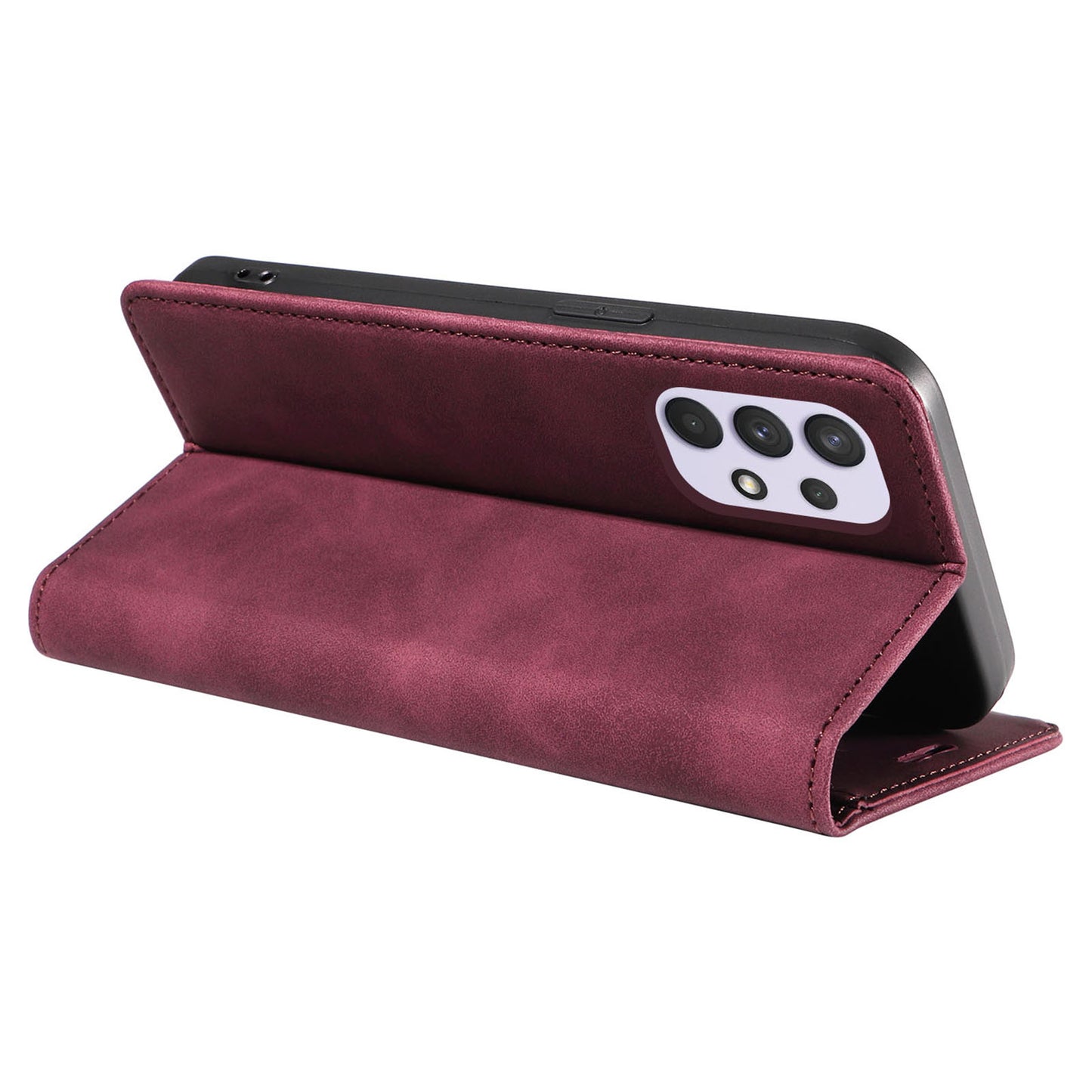 Uniqkart 003 Wallet Cover for Samsung Galaxy A32 5G / M32 5G RFID Blocking Phone Leather Stand Case - Red