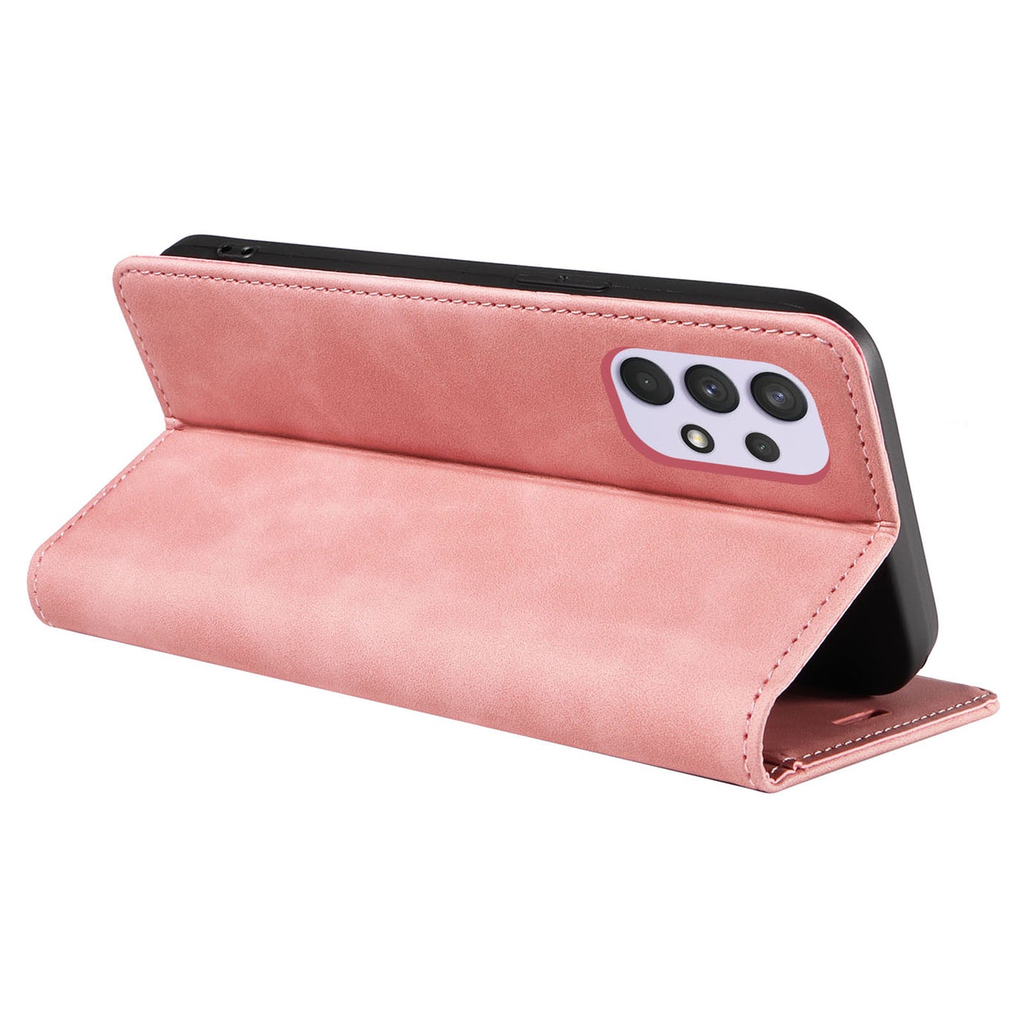 Uniqkart 003 Phone Cover for Samsung Galaxy A32 4G (EU Version) RFID Blocking Wallet Leather Stand Case - Pink