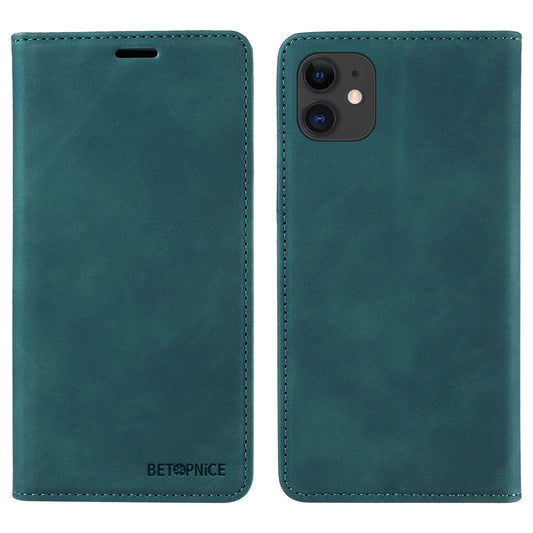 Uniqkart 003 For iPhone 12 / 12 Pro 6.1 inch Cell Phone Cover Wallet Leather Stand RFID Blocking Case - Green