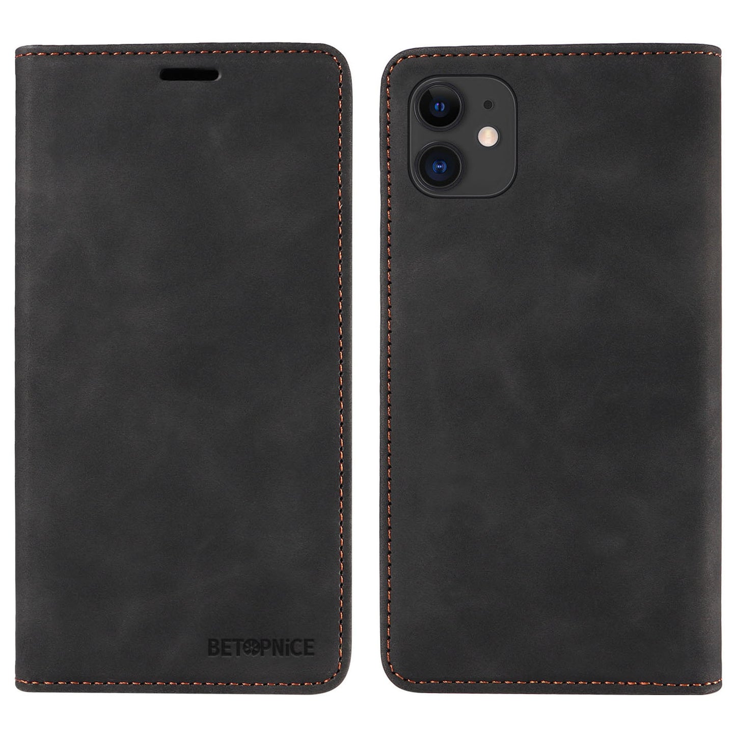 Uniqkart 003 For iPhone 12 / 12 Pro 6.1 inch Cell Phone Cover Wallet Leather Stand RFID Blocking Case - Black
