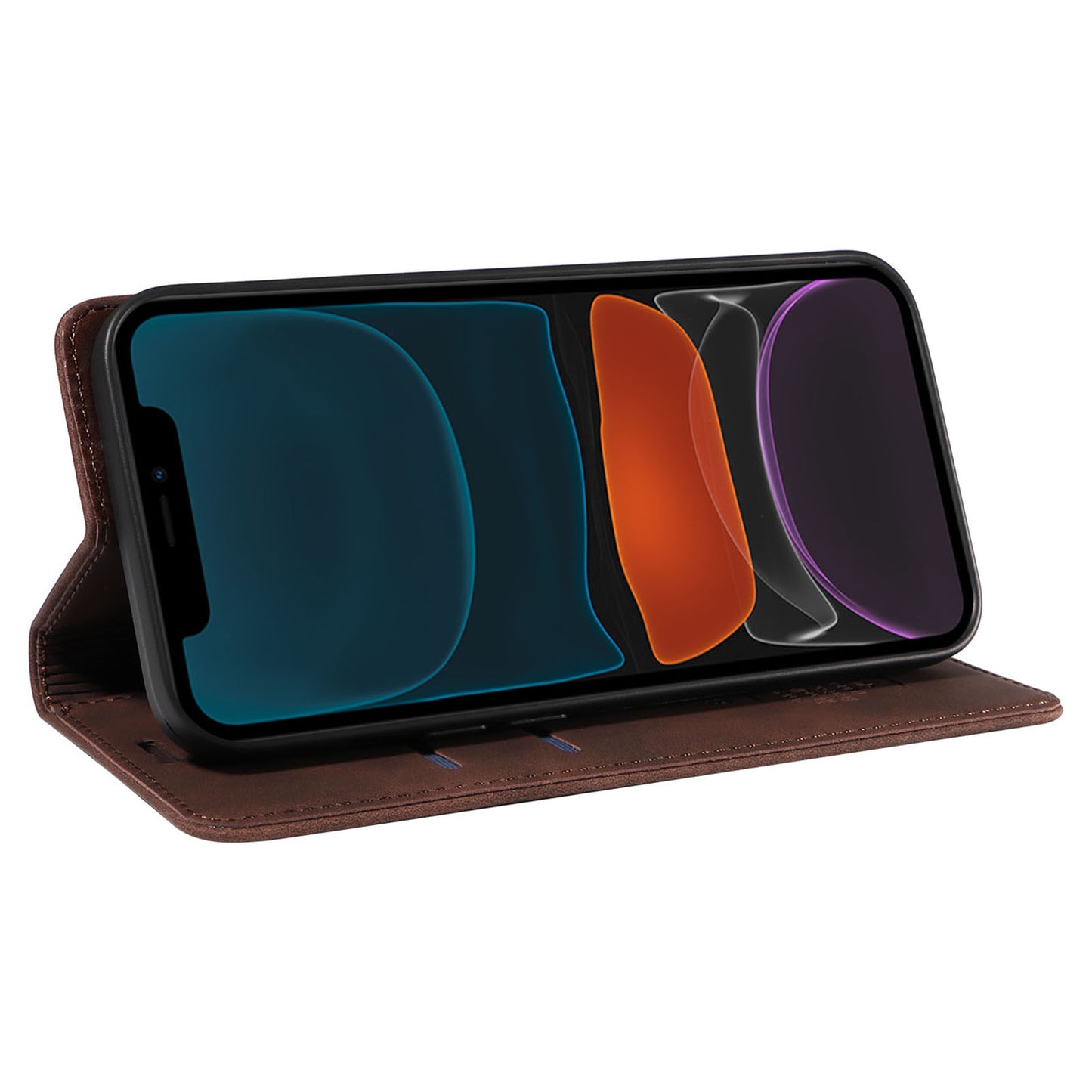 Uniqkart 003 For iPhone 12 / 12 Pro 6.1 inch Cell Phone Cover Wallet Leather Stand RFID Blocking Case - Brown