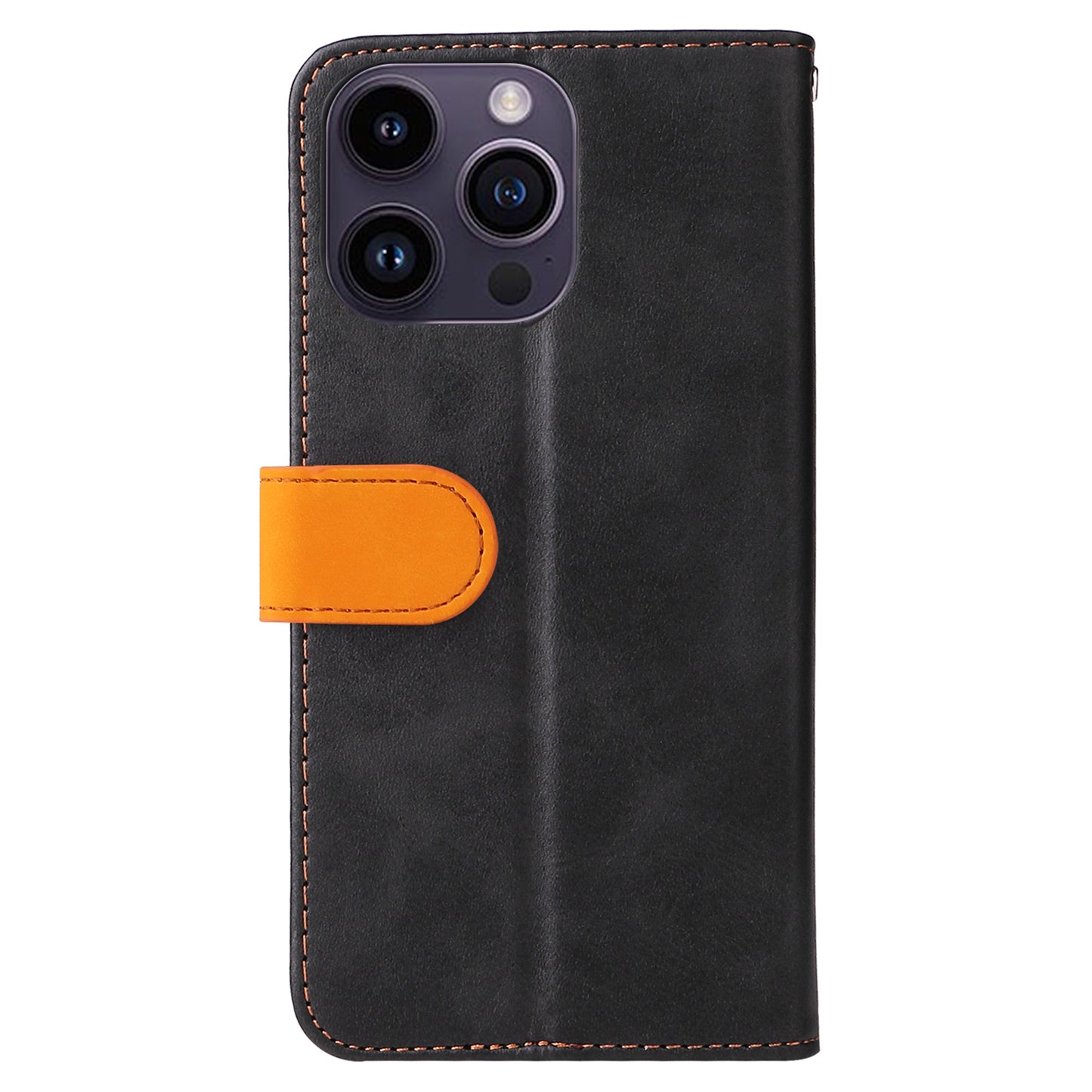 Stand Wallet Shell for iPhone 15 Ultra Business Style Phone Case Dual-color Splicing PU Leather Cover - Orange