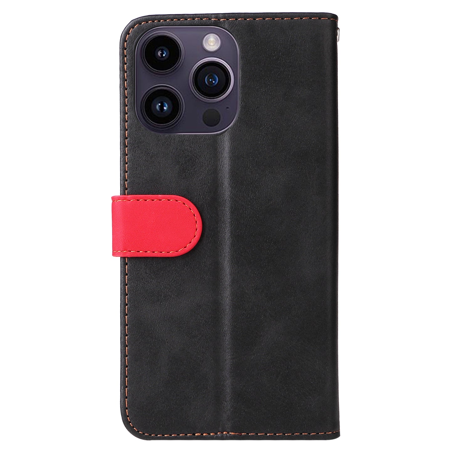 Stand Wallet Shell for iPhone 15 Ultra Business Style Phone Case Dual-color Splicing PU Leather Cover - Red