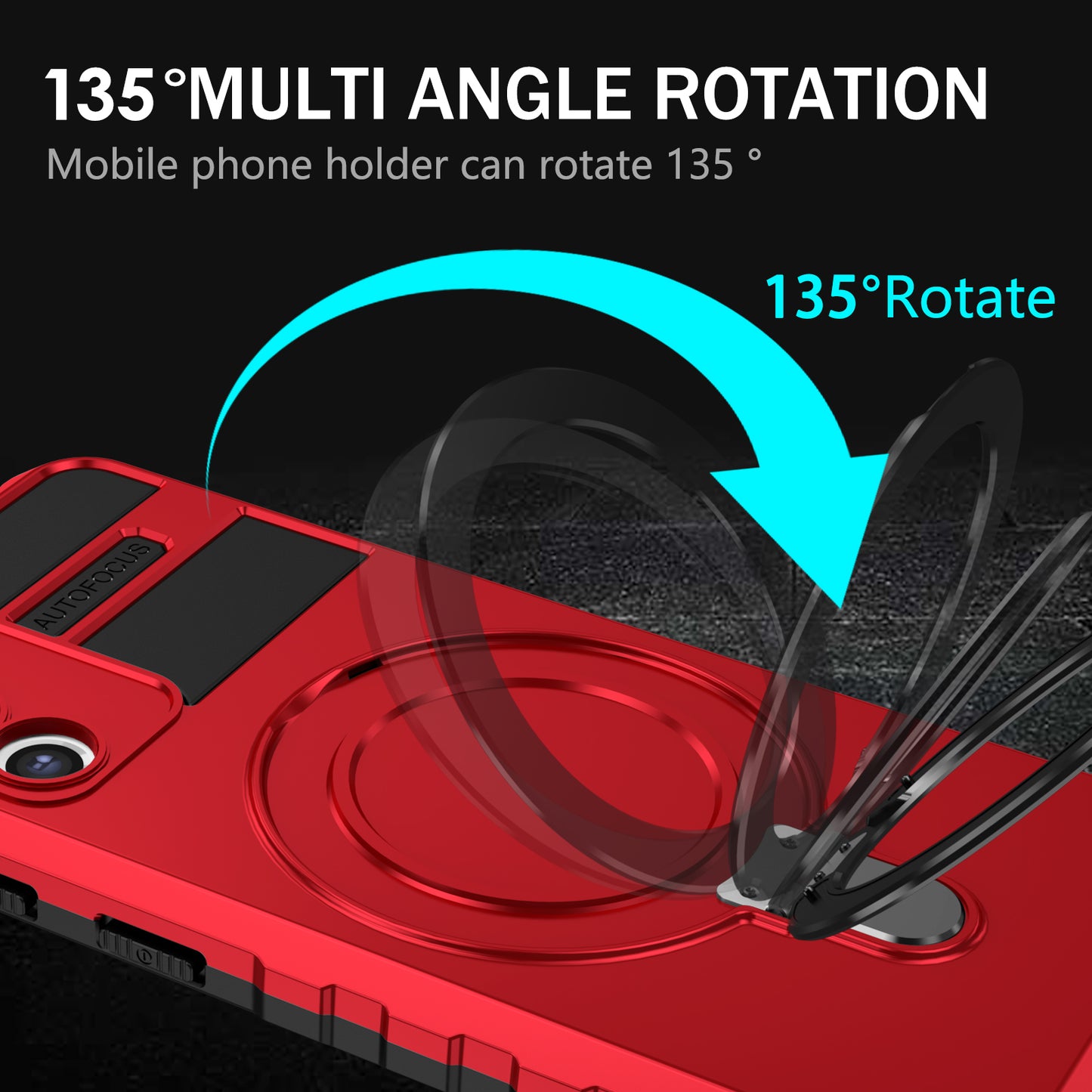 Uniqkart for Samsung Galaxy S21+ 5G Magnetic Metal Ring Cell Phone Case PC+TPU Phone Shell Kickstand Cover - Red