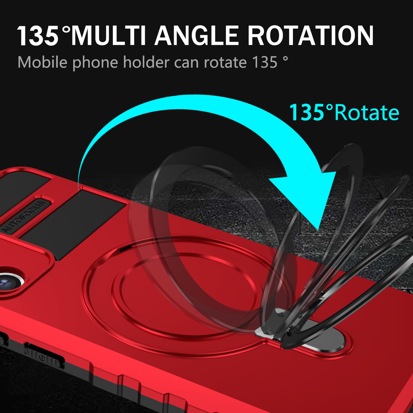 Uniqkart for Samsung Galaxy S21 FE 5G Cell Phone Case PC+TPU Magnetic Metal Ring Kickstand Cover - Red