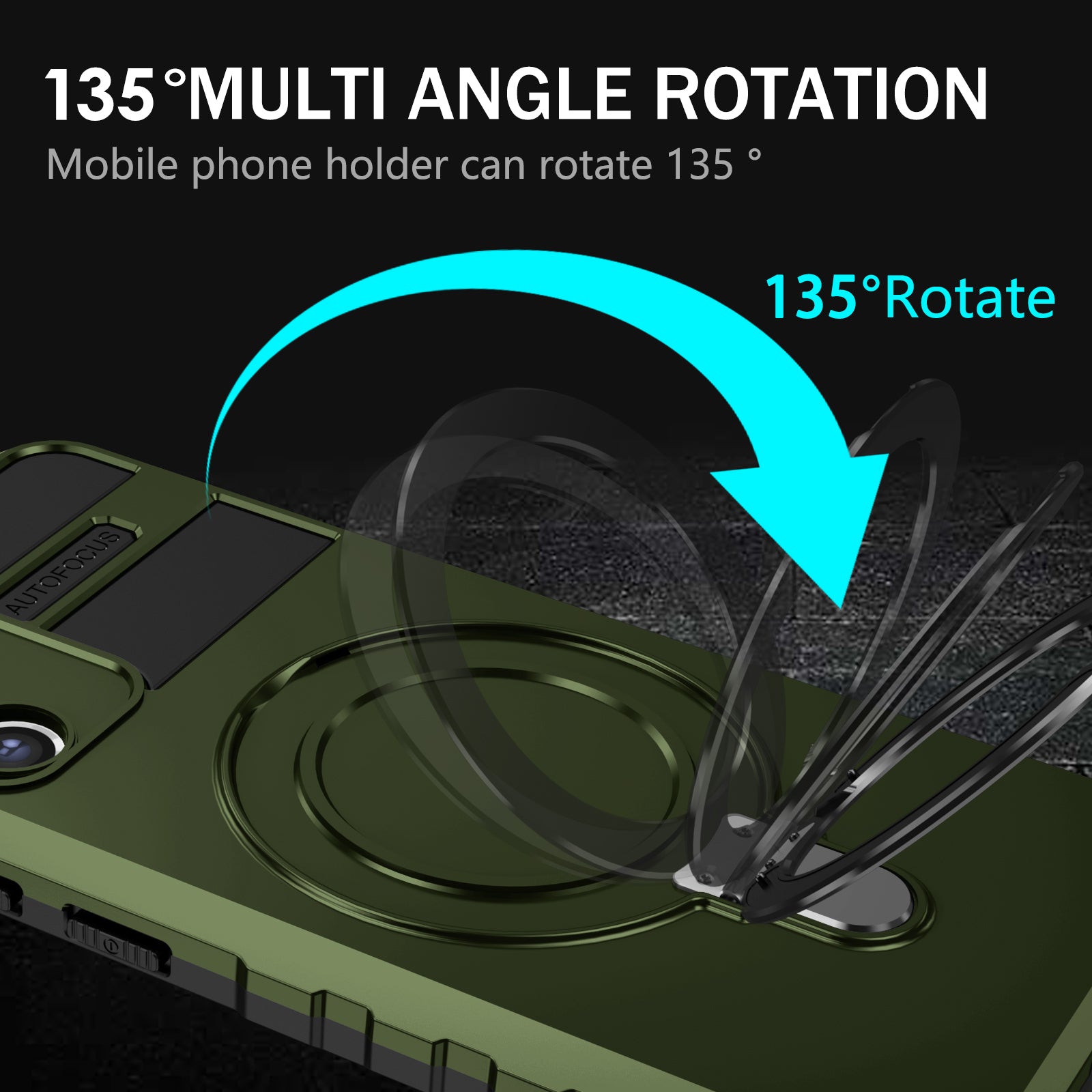 Uniqkart for Samsung Galaxy S21 FE 5G Cell Phone Case PC+TPU Magnetic Metal Ring Kickstand Cover - Green