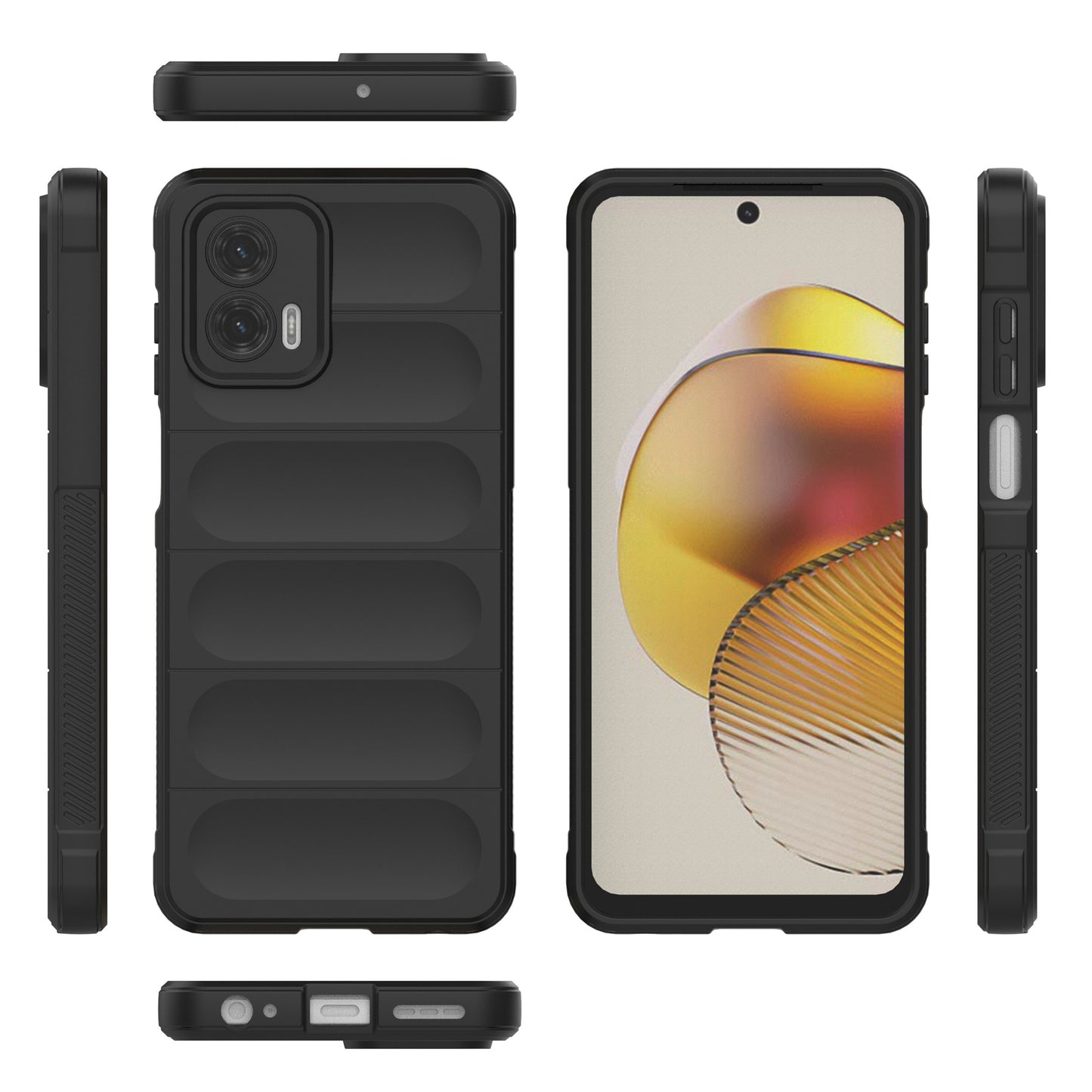 Uniqkart for Motorola Moto G73 5G Anti-drop Phone Case Rugged TPU Protective Cover - Black
