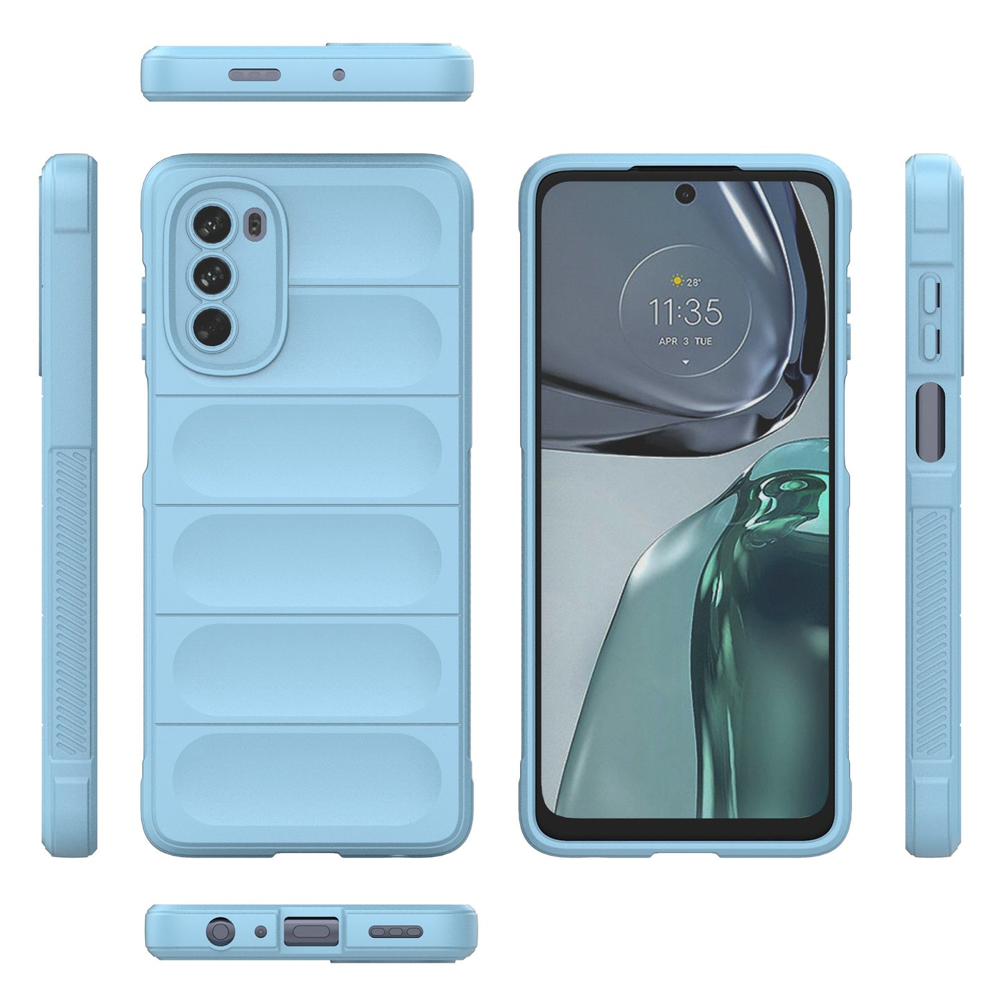 Uniqkart for Motorola Moto G62 5G Anti-drop Protective Phone Case Rugged TPU Phone Cover - Baby Blue
