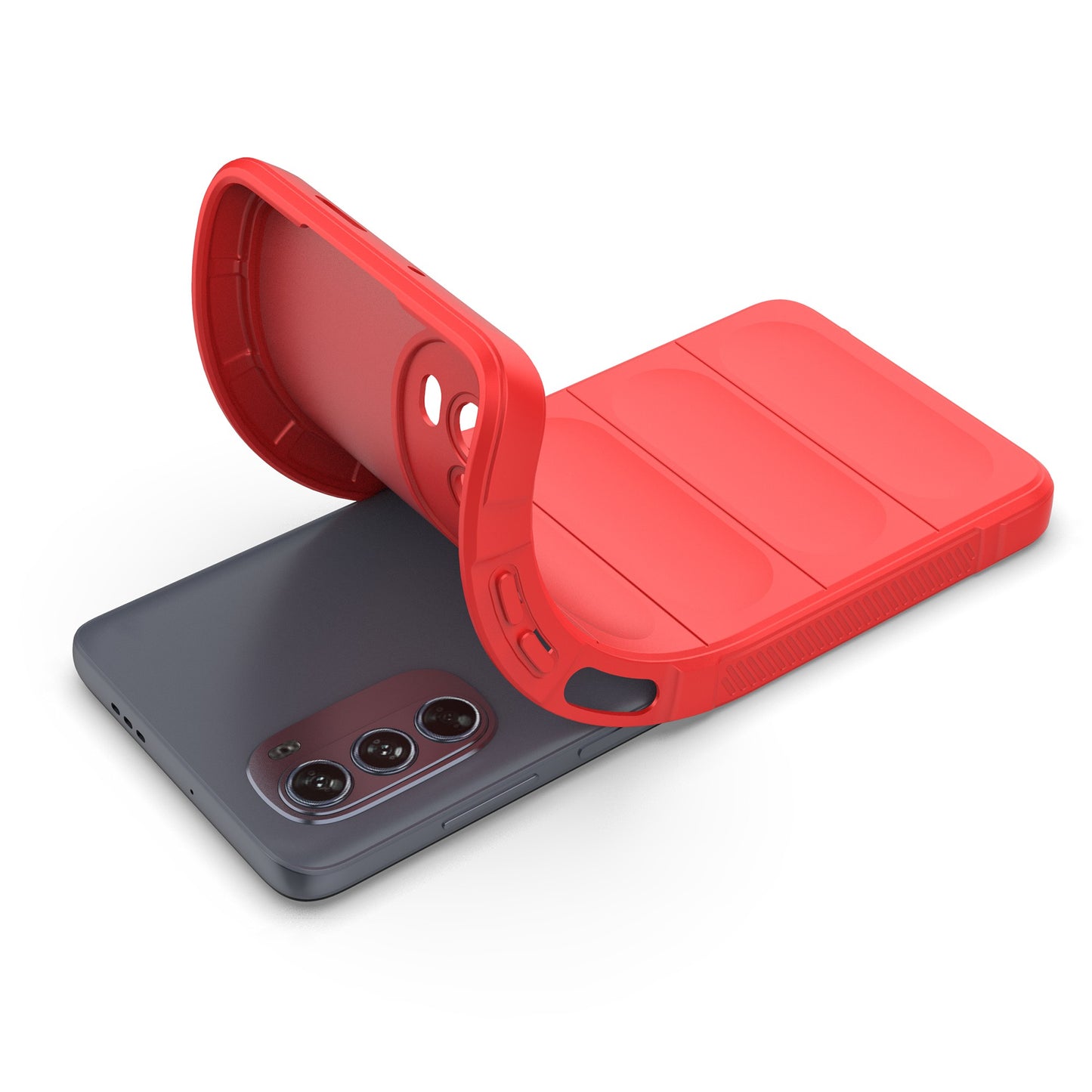 Uniqkart for Motorola Moto G62 5G Anti-drop Protective Phone Case Rugged TPU Phone Cover - Red