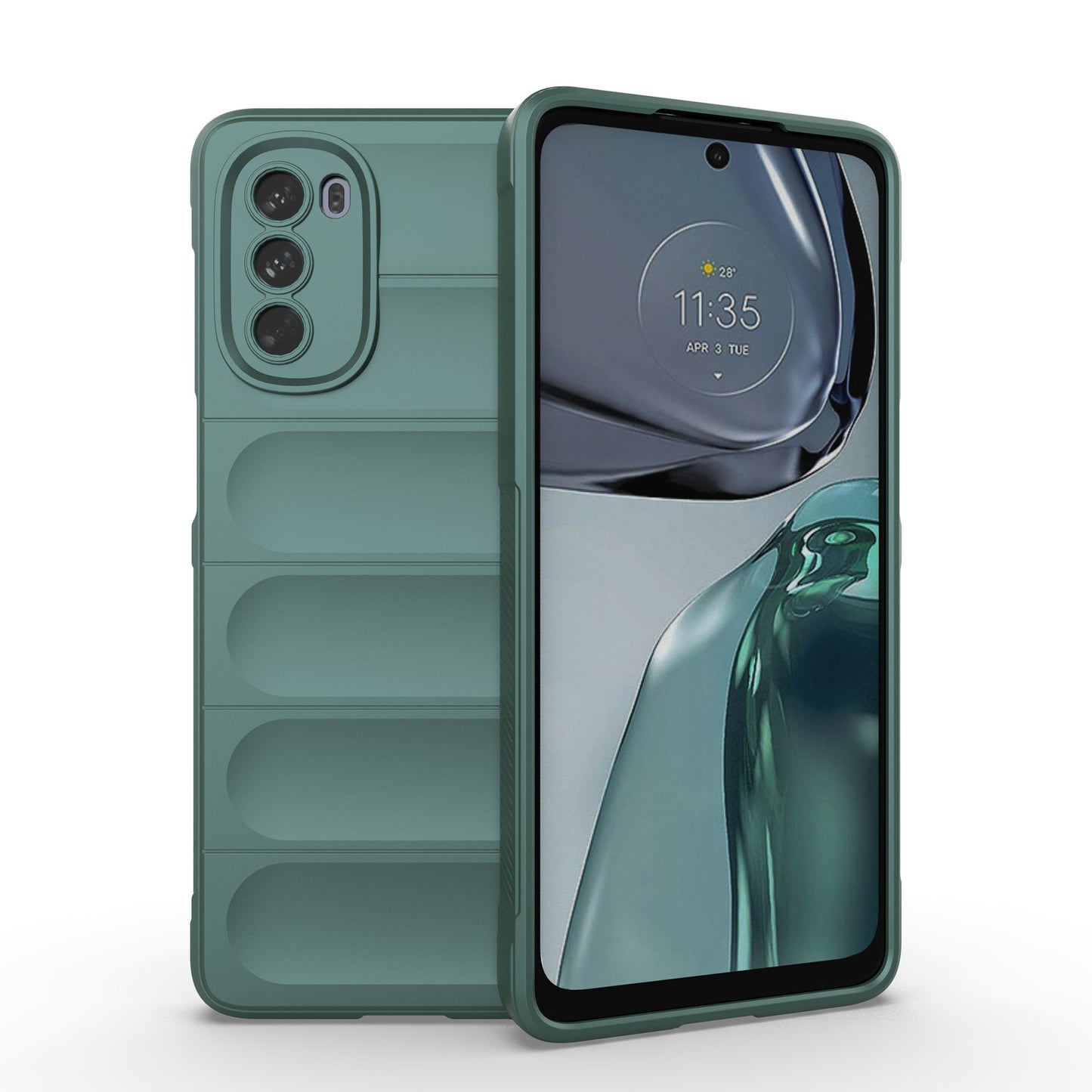 Uniqkart for Motorola Moto G62 5G Anti-drop Protective Phone Case Rugged TPU Phone Cover - Green