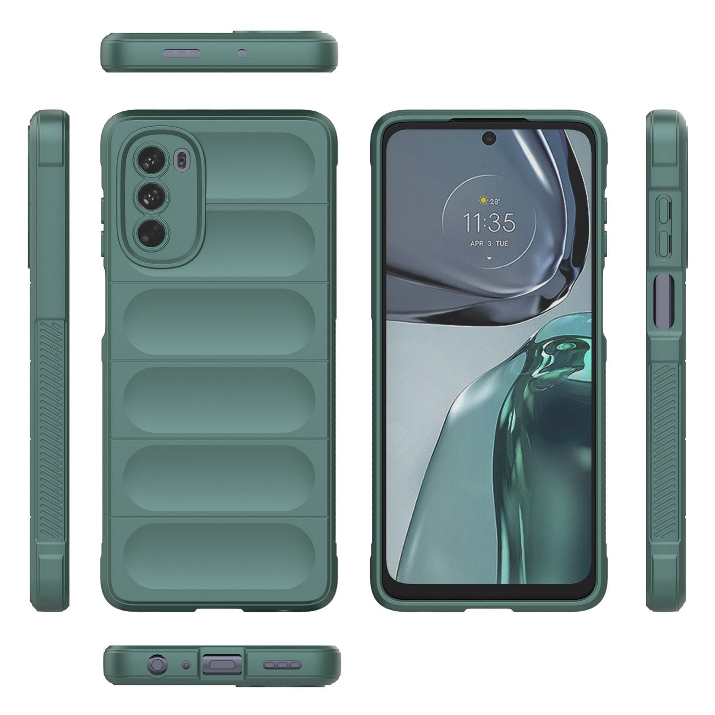 Uniqkart for Motorola Moto G62 5G Anti-drop Protective Phone Case Rugged TPU Phone Cover - Green