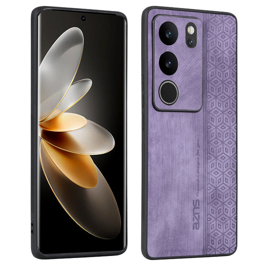 Uniqkart For vivo S17 Pro 5G / S17 5G Mobile Phone Case Anti-Scratch Imprinted PU Leather+TPU Phone Cover - Purple