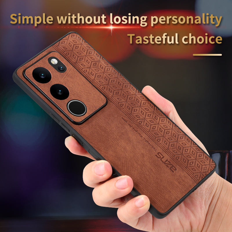 Uniqkart For vivo S17 Pro 5G / S17 5G Mobile Phone Case Anti-Scratch Imprinted PU Leather+TPU Phone Cover - Green