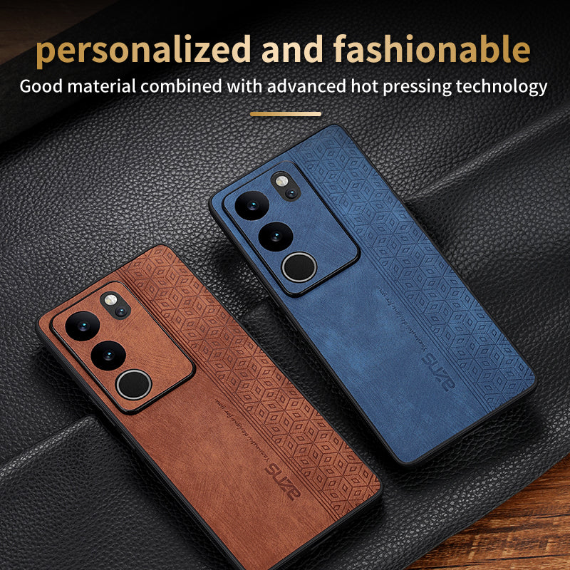Uniqkart For vivo S17 Pro 5G / S17 5G Mobile Phone Case Anti-Scratch Imprinted PU Leather+TPU Phone Cover - Green