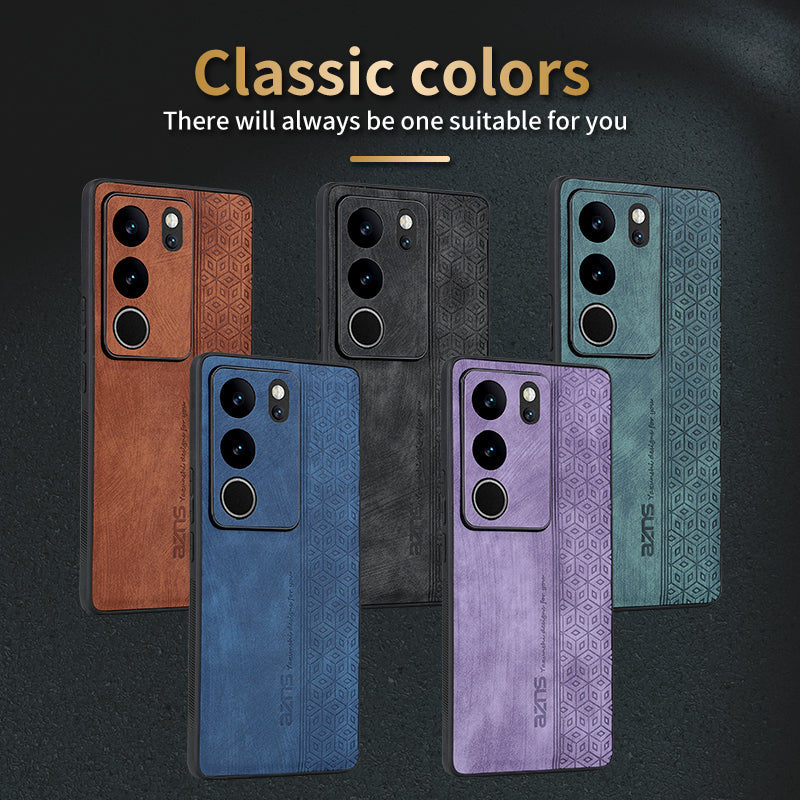 Uniqkart For vivo S17 Pro 5G / S17 5G Mobile Phone Case Anti-Scratch Imprinted PU Leather+TPU Phone Cover - Green