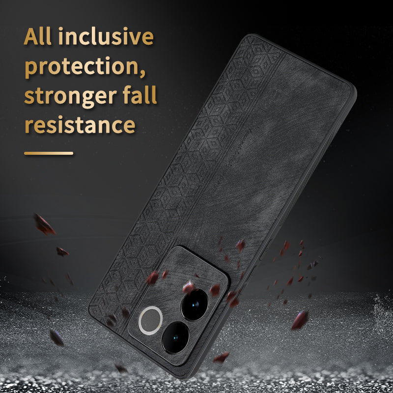 Uniqkart For vivo S17e 5G Imprinted PU Leather+TPU Case Anti-drop Phone Cover - Green