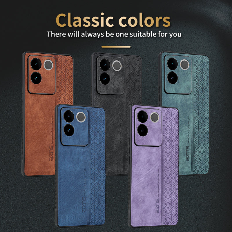 Uniqkart For vivo S17e 5G Imprinted PU Leather+TPU Case Anti-drop Phone Cover - Green